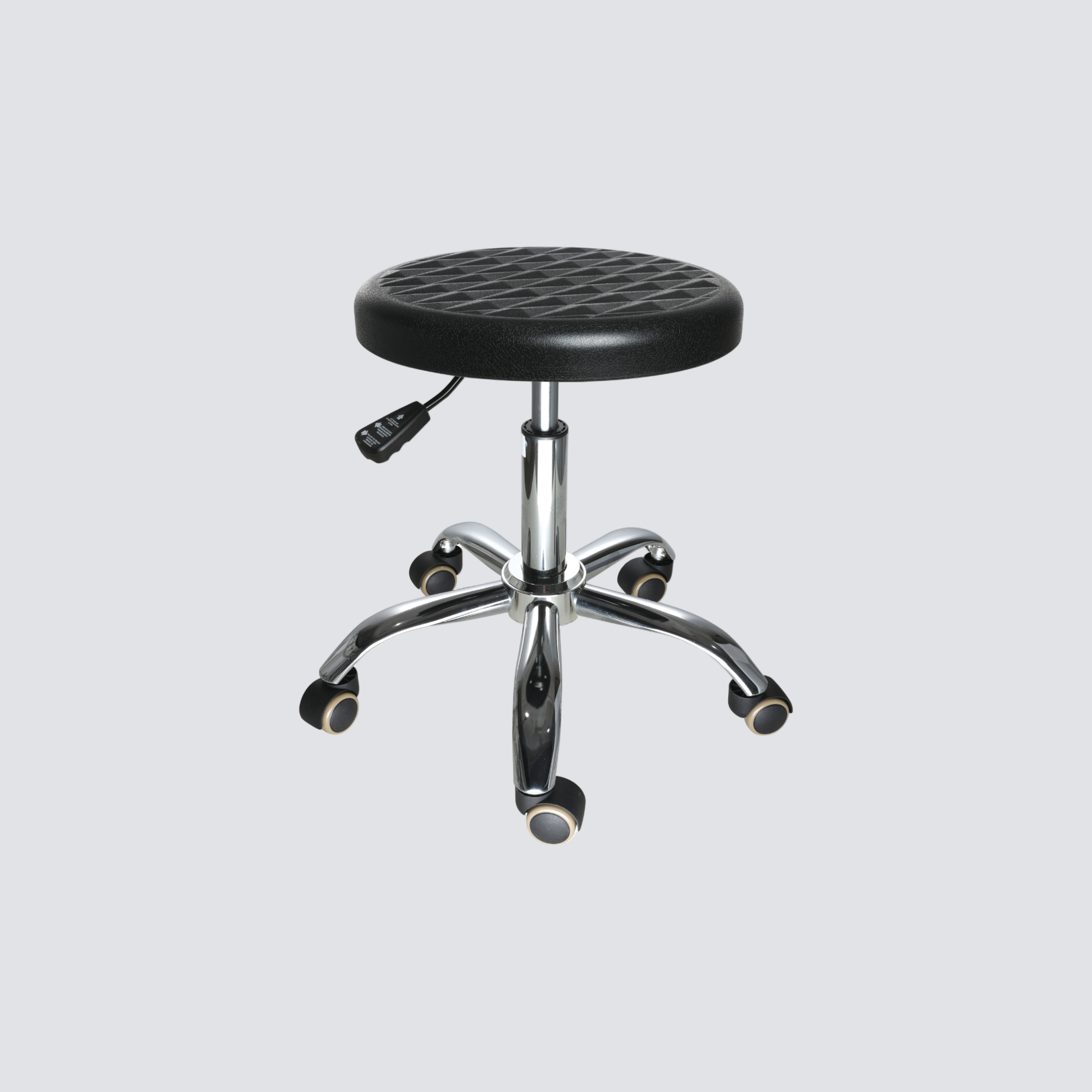Industrial Polyurethane Lab Seating with Casters Adjustable Chrome Foot Ring