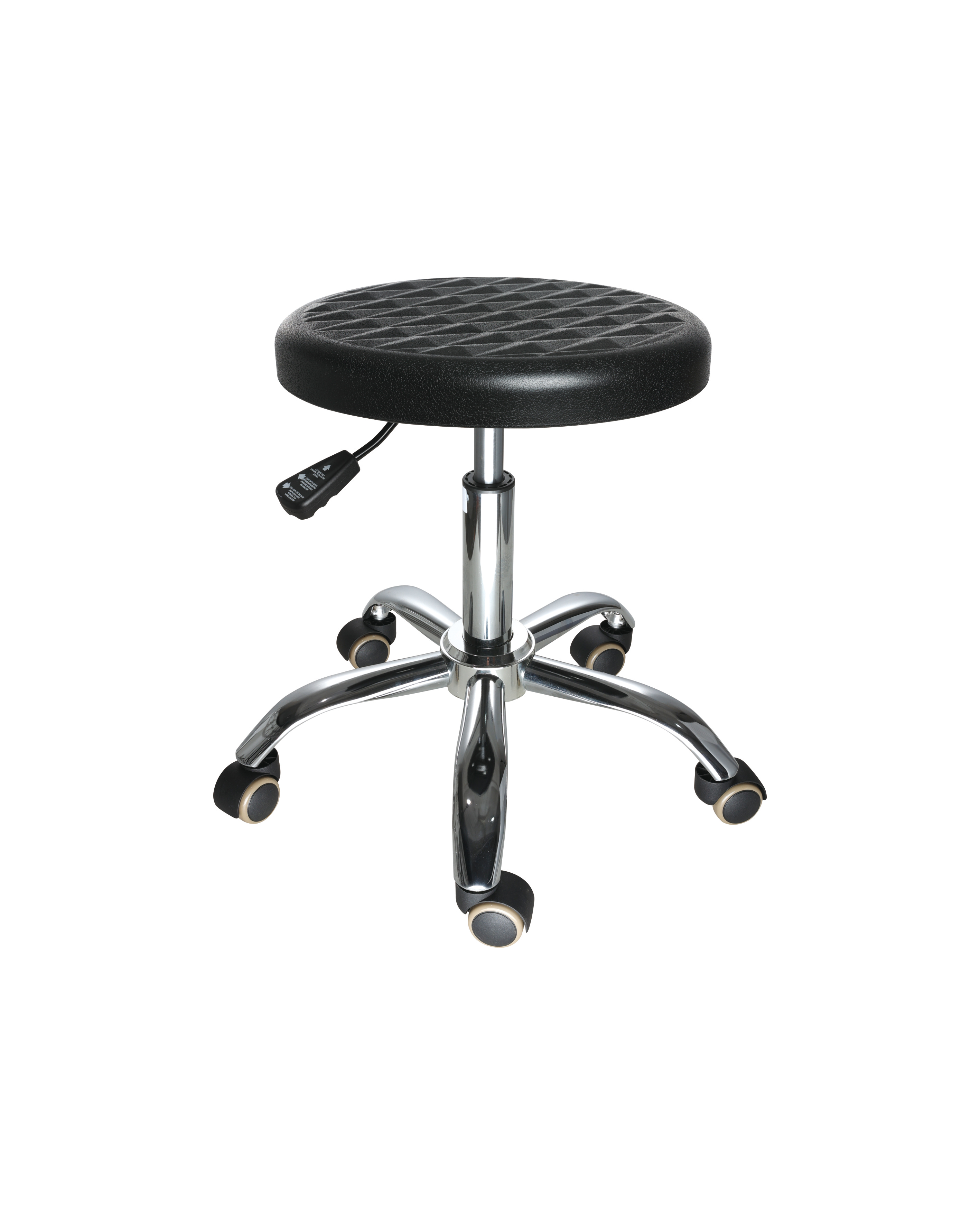 Industrial Polyurethane Adjustable Work Seating with Chrome Foot Ring and Casters Laboratory Chair