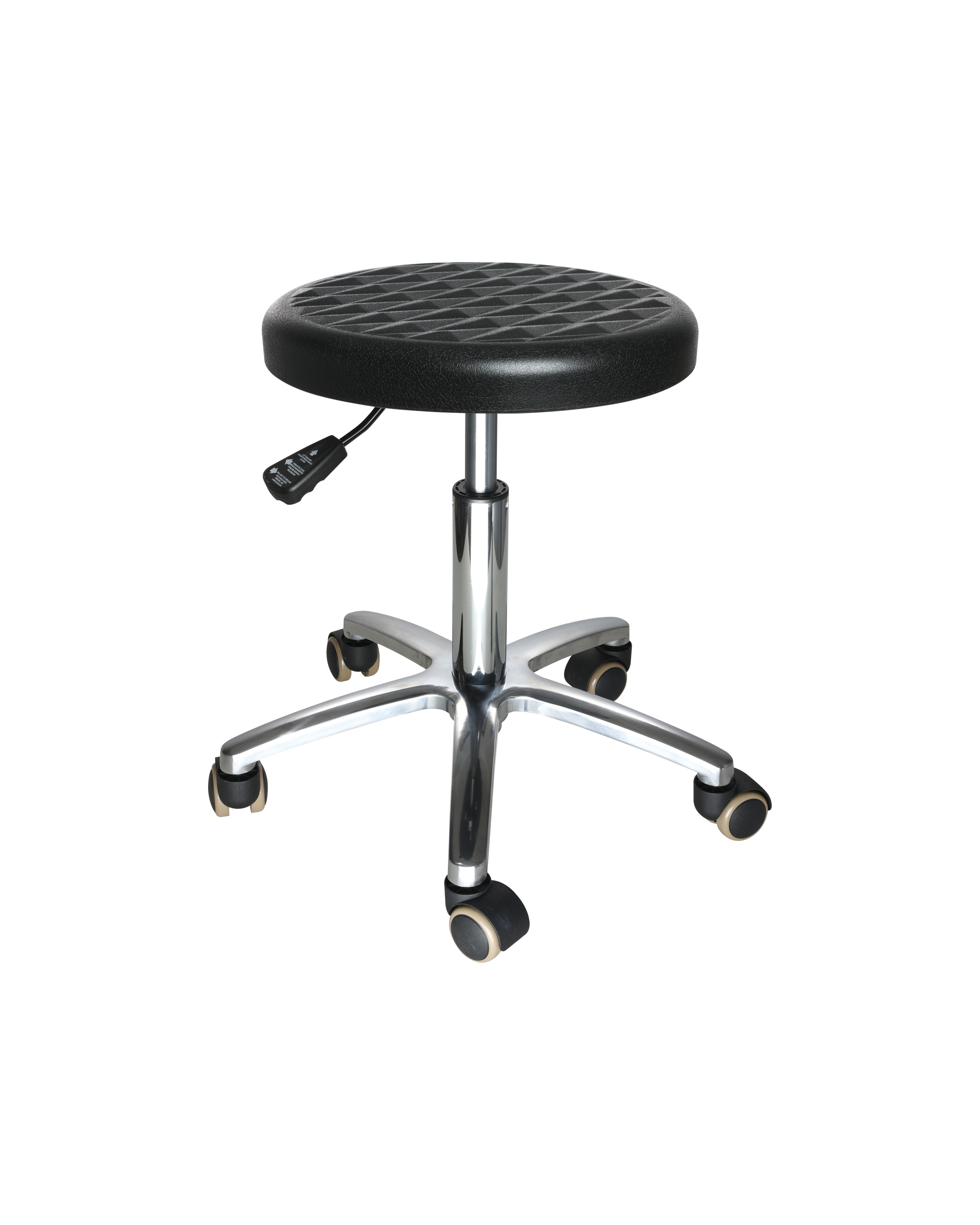 Industrial Polyurethane Adjustable Work Seating with Chrome Foot Ring and Casters Laboratory Chair