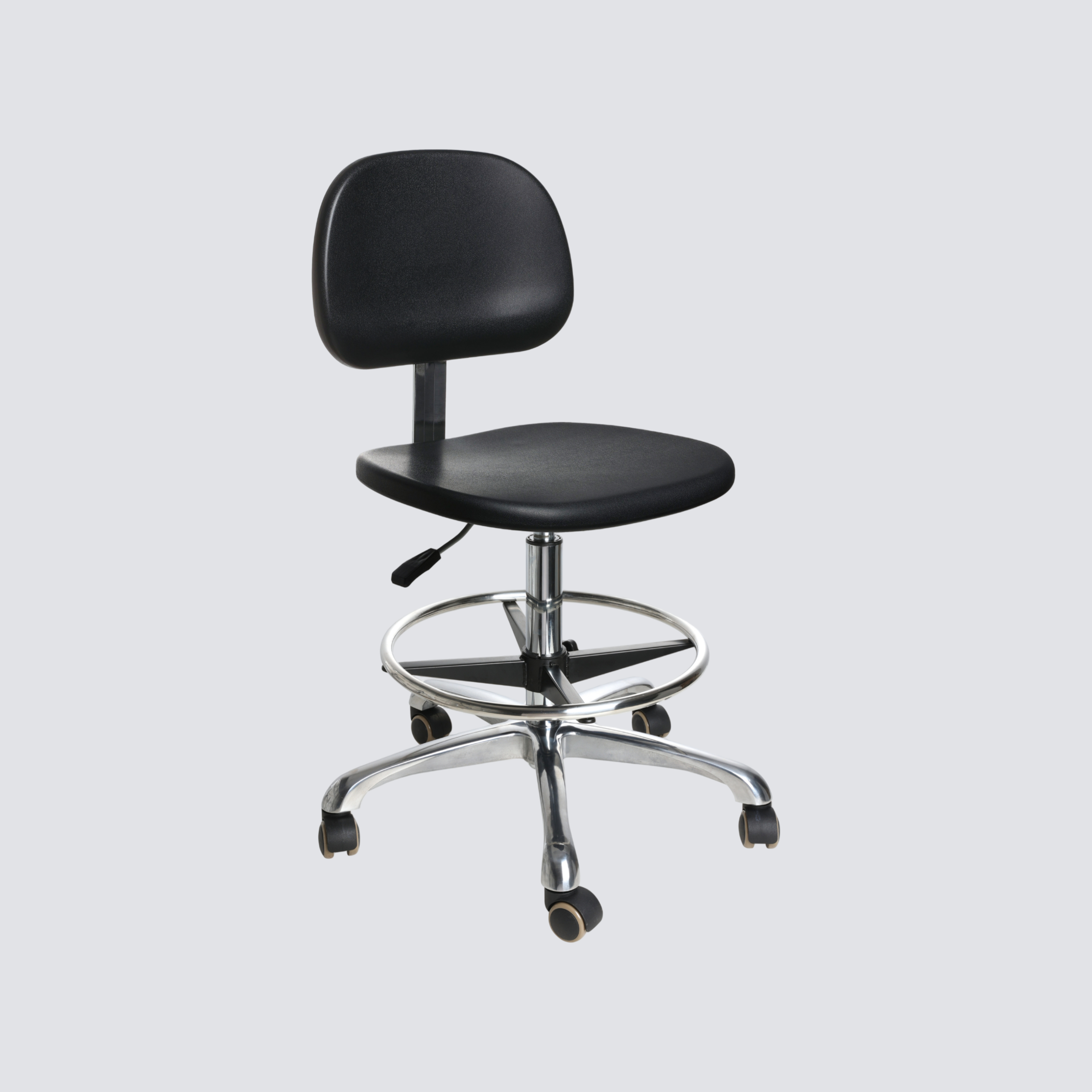 Durable Industrial PU Adjustable Chrome Foot Ring Laboratory Chair