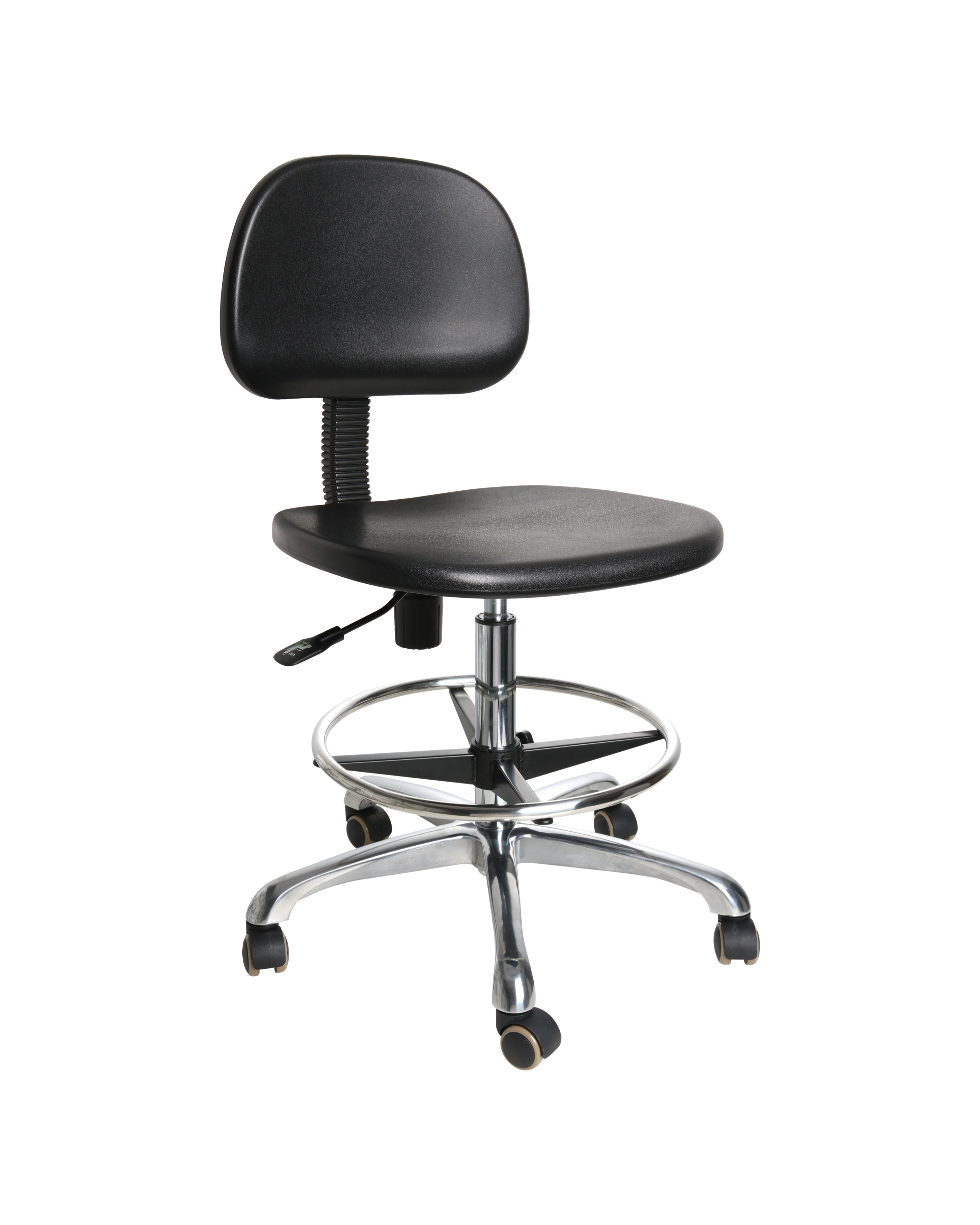 Industrial Adjustable Laboratory Chair with Polyurethane Seat and Foot Ring