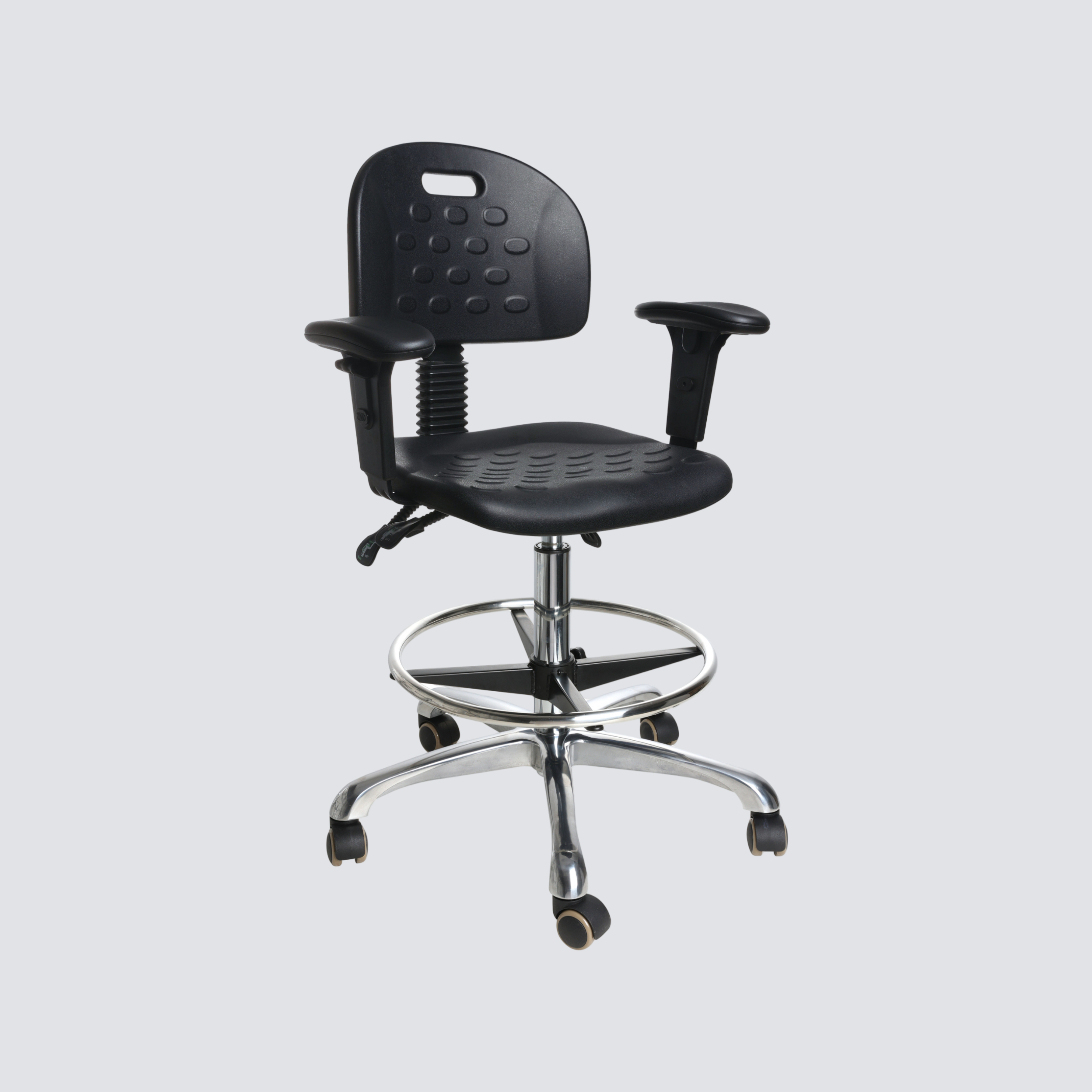 Industrial Polyurethane Rolling Casters Adjustable Laboratory Chair