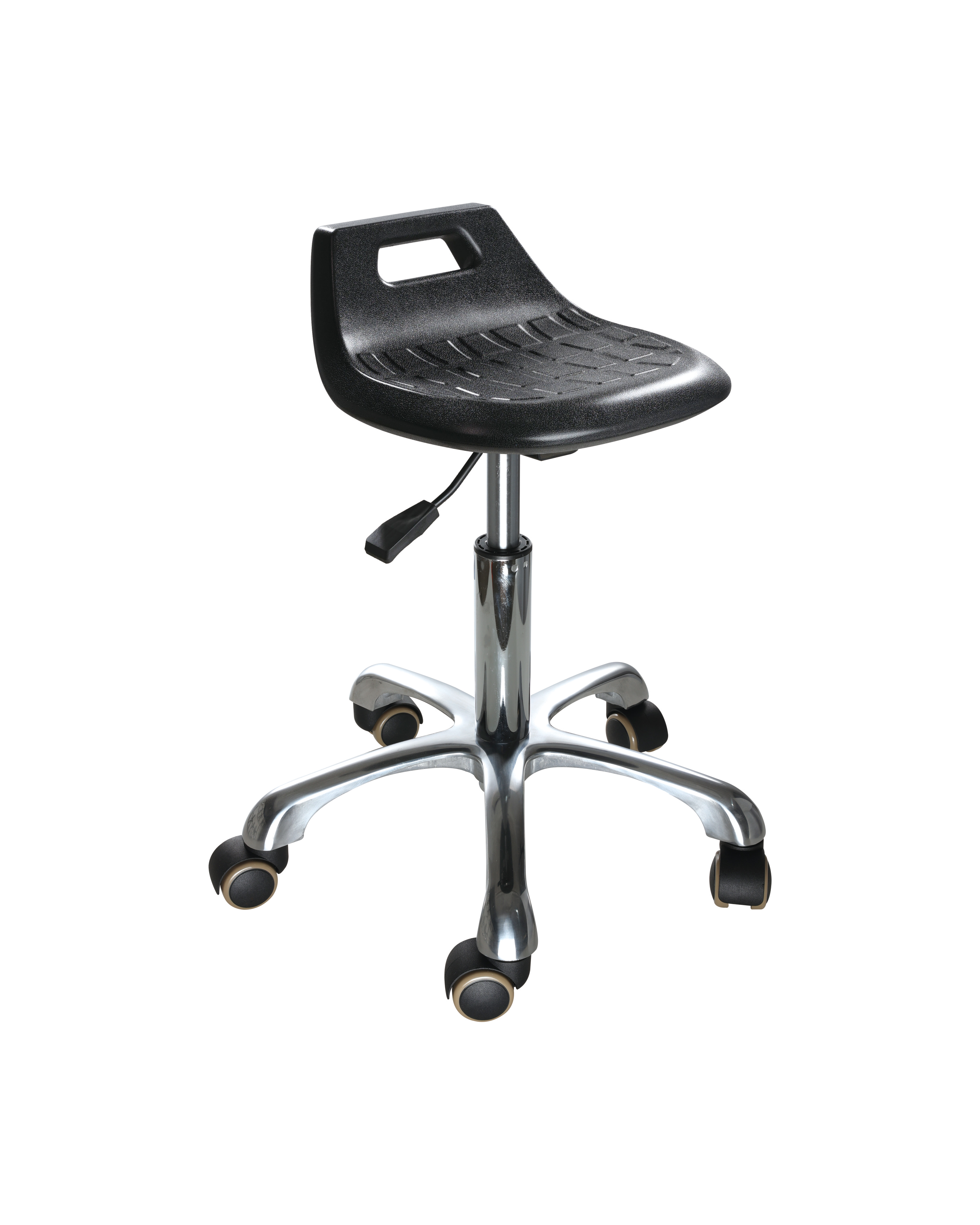 Industrial Polyurethane Advanced Seating with Chrome Foot Ring and Casters Adjustable Laboratory Chair