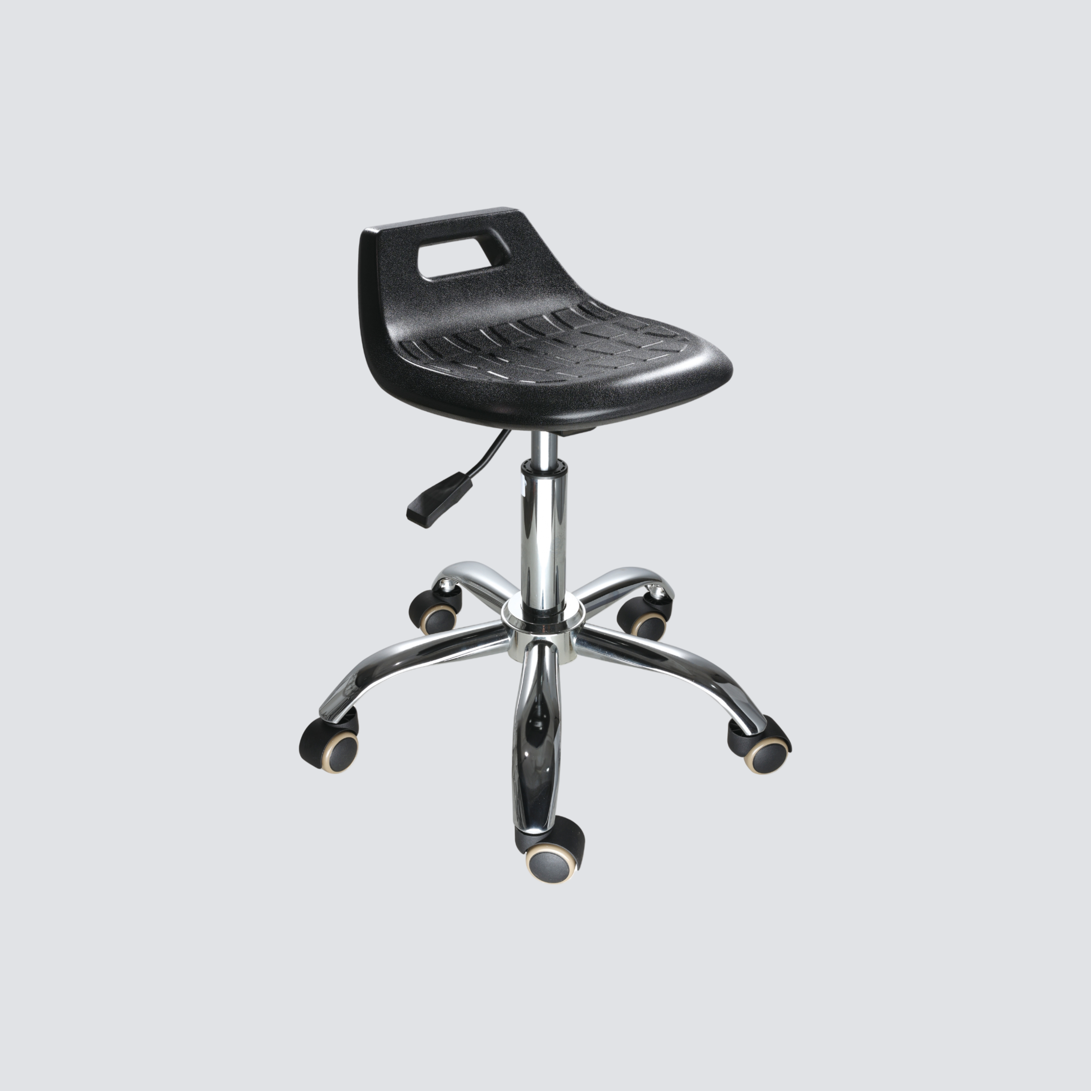 Industrial Polyurethane with Chrome Foot Ring Casters Adjustable Lab Seating