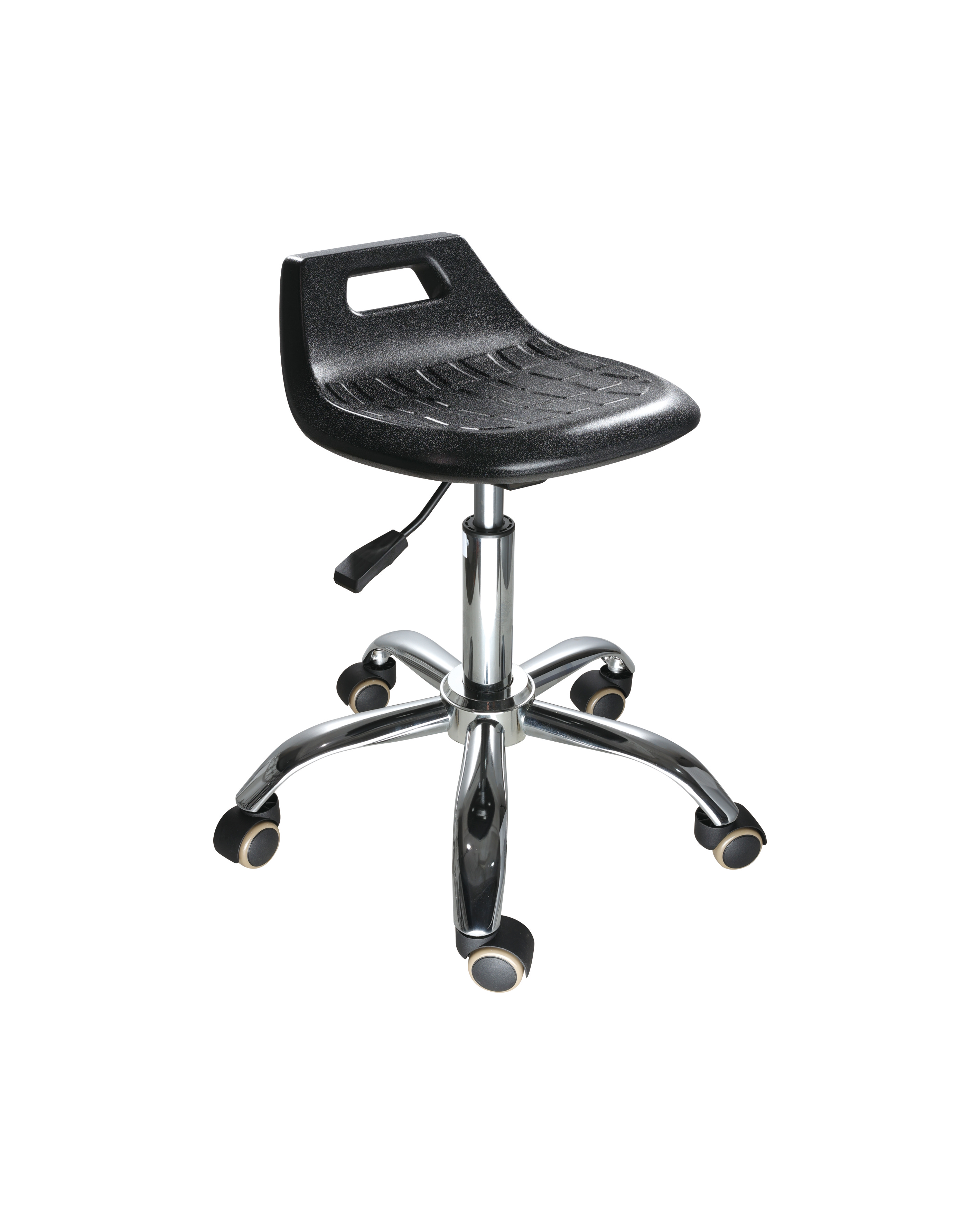Industrial Polyurethane Advanced Seating with Chrome Foot Ring and Casters Adjustable Laboratory Chair