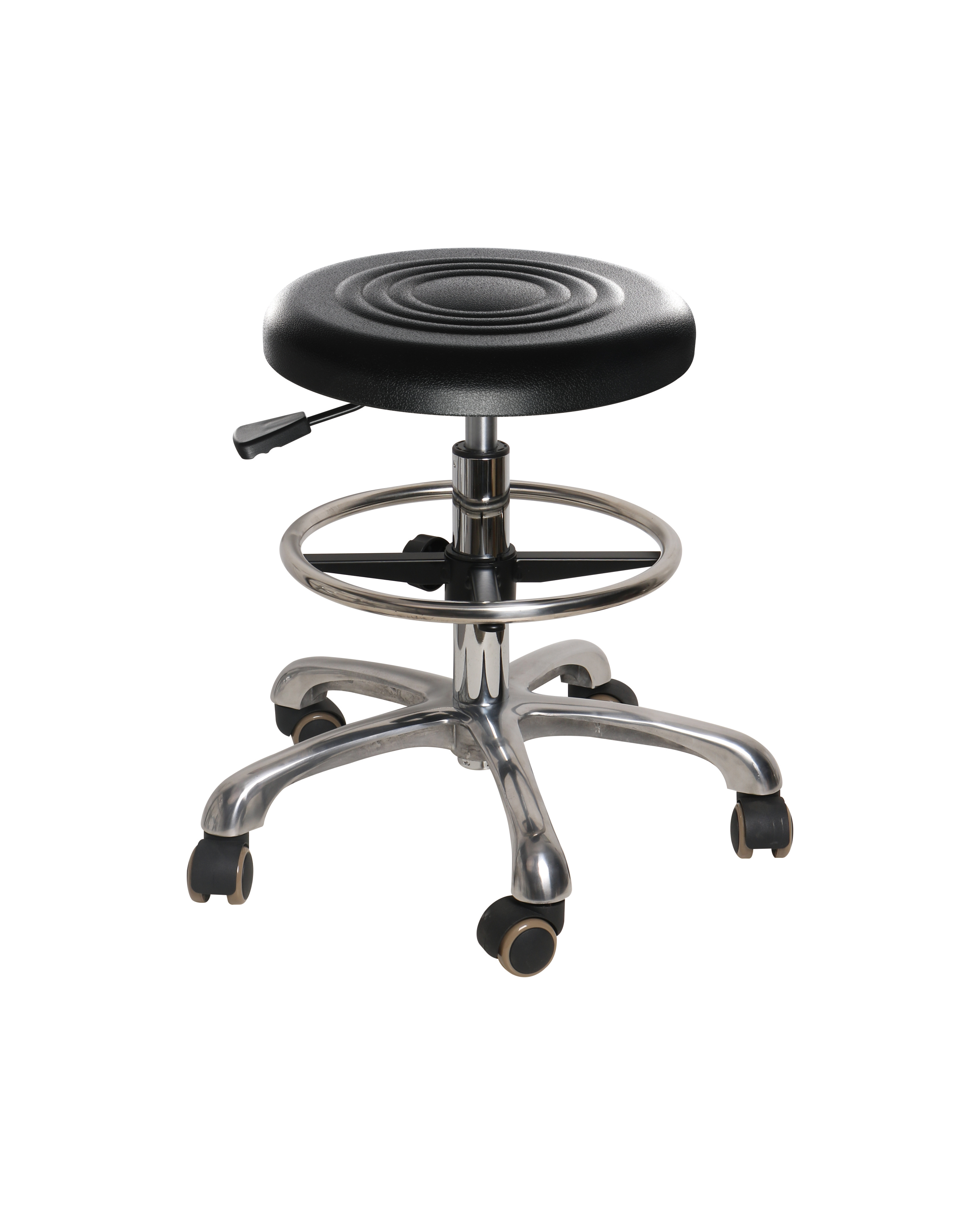 Industrial Polyurethane Adjustable and Casters with Chrome Foot Ring Lab Seating