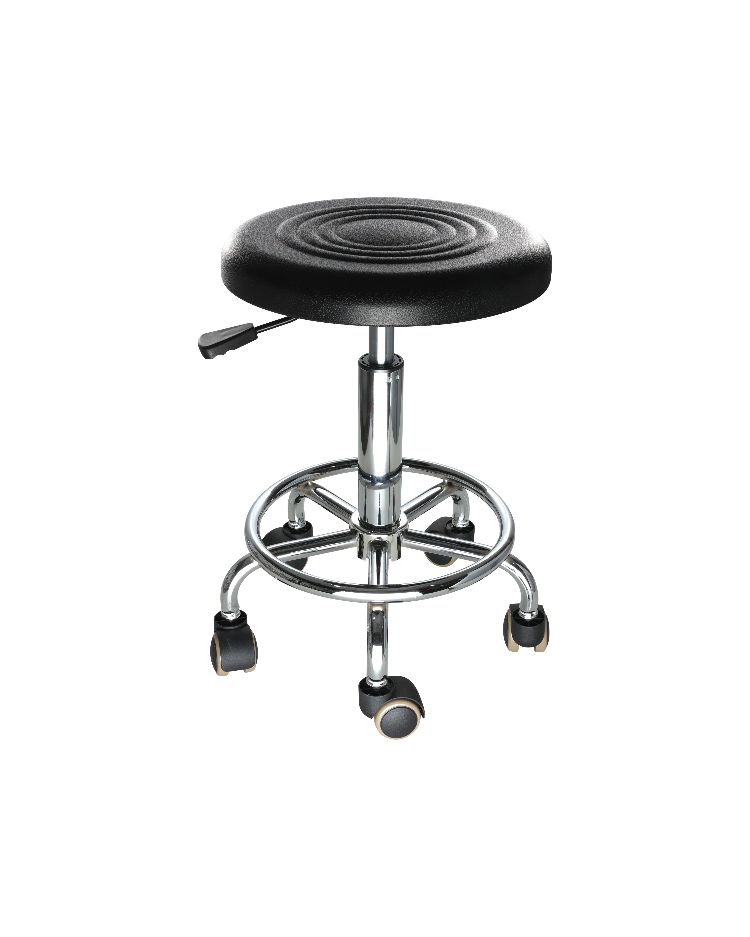 Industrial Polyurethane with Chrome Foot Ring Adjustable and Casters Lab Seating