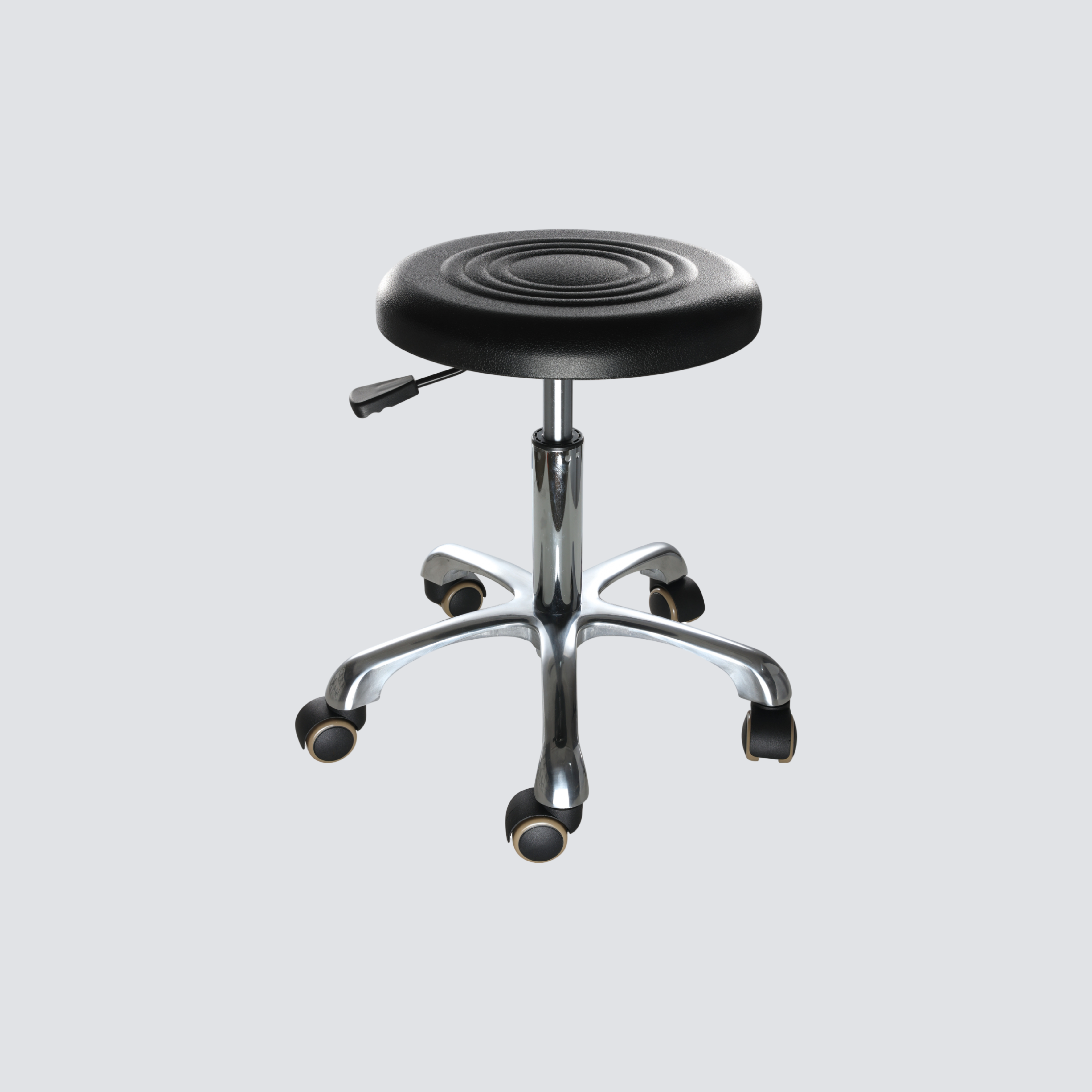 Industrial Polyurethane Casters Chrome Foot Ring Adjustable Lab Seating