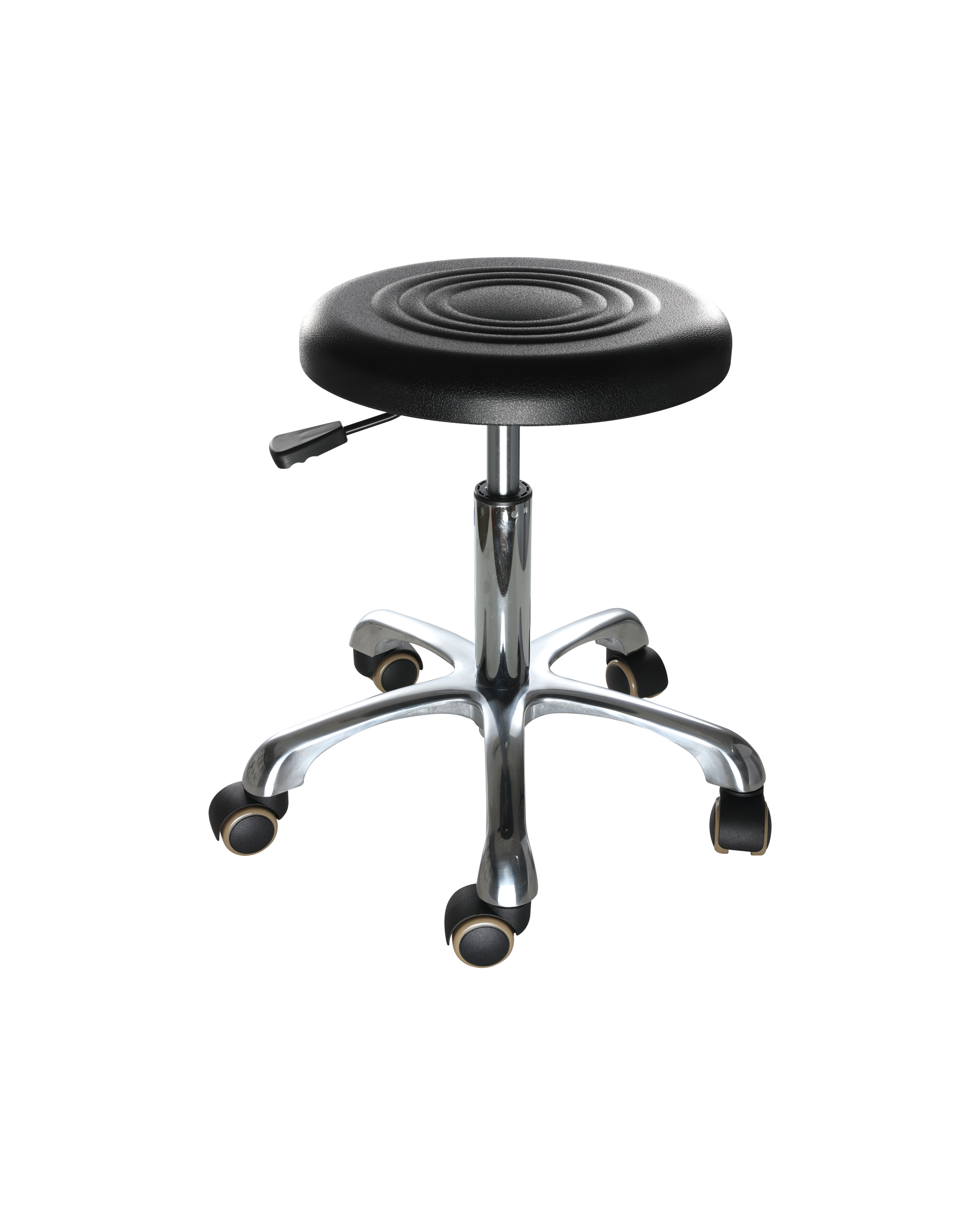 Industrial Polyurethane Adjustable Height Seating with Chrome Foot Ring and Casters Laboratory Chair