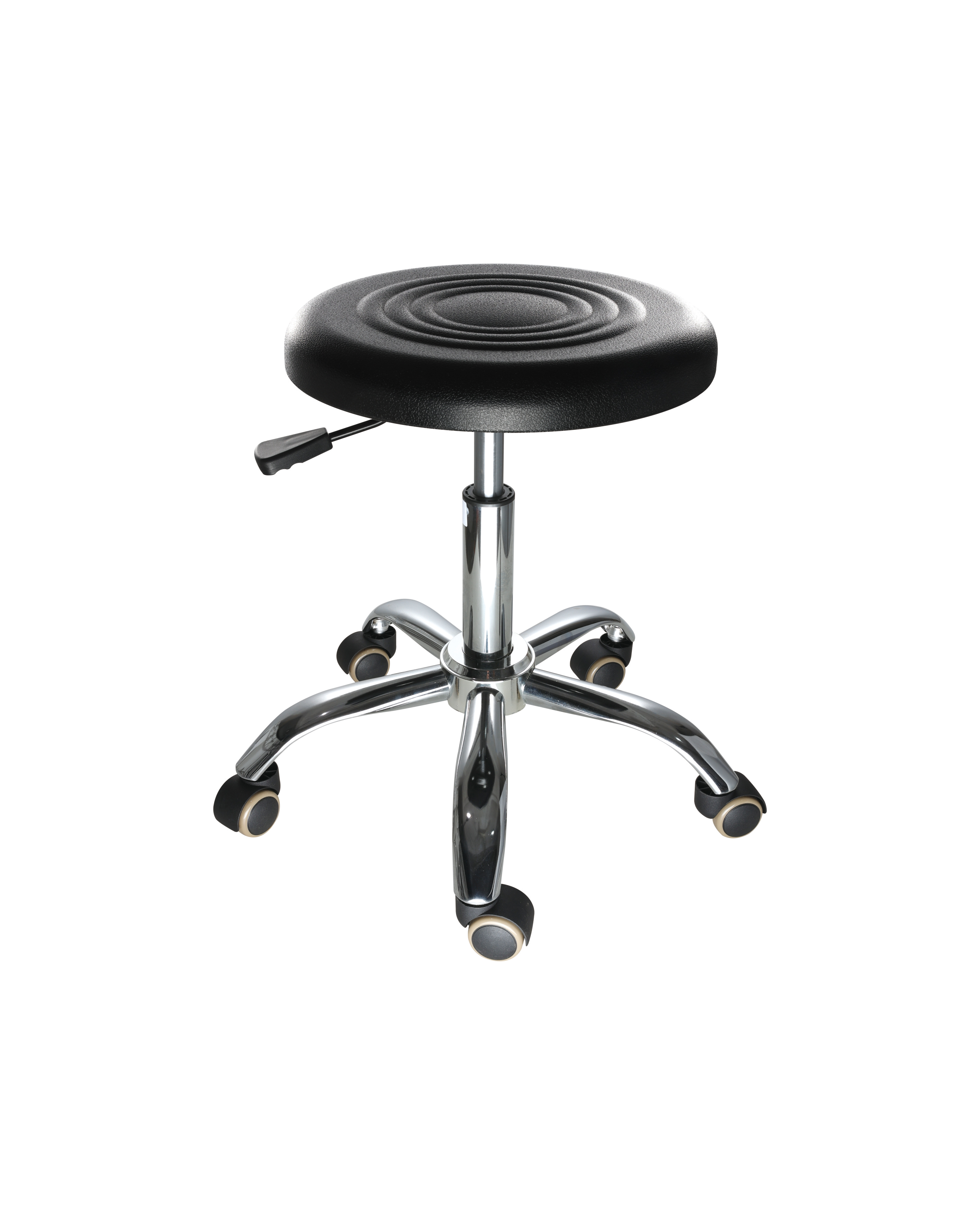 Industrial Polyurethane Chrome Foot Ring and Adjustable with Casters Laboratory Stool