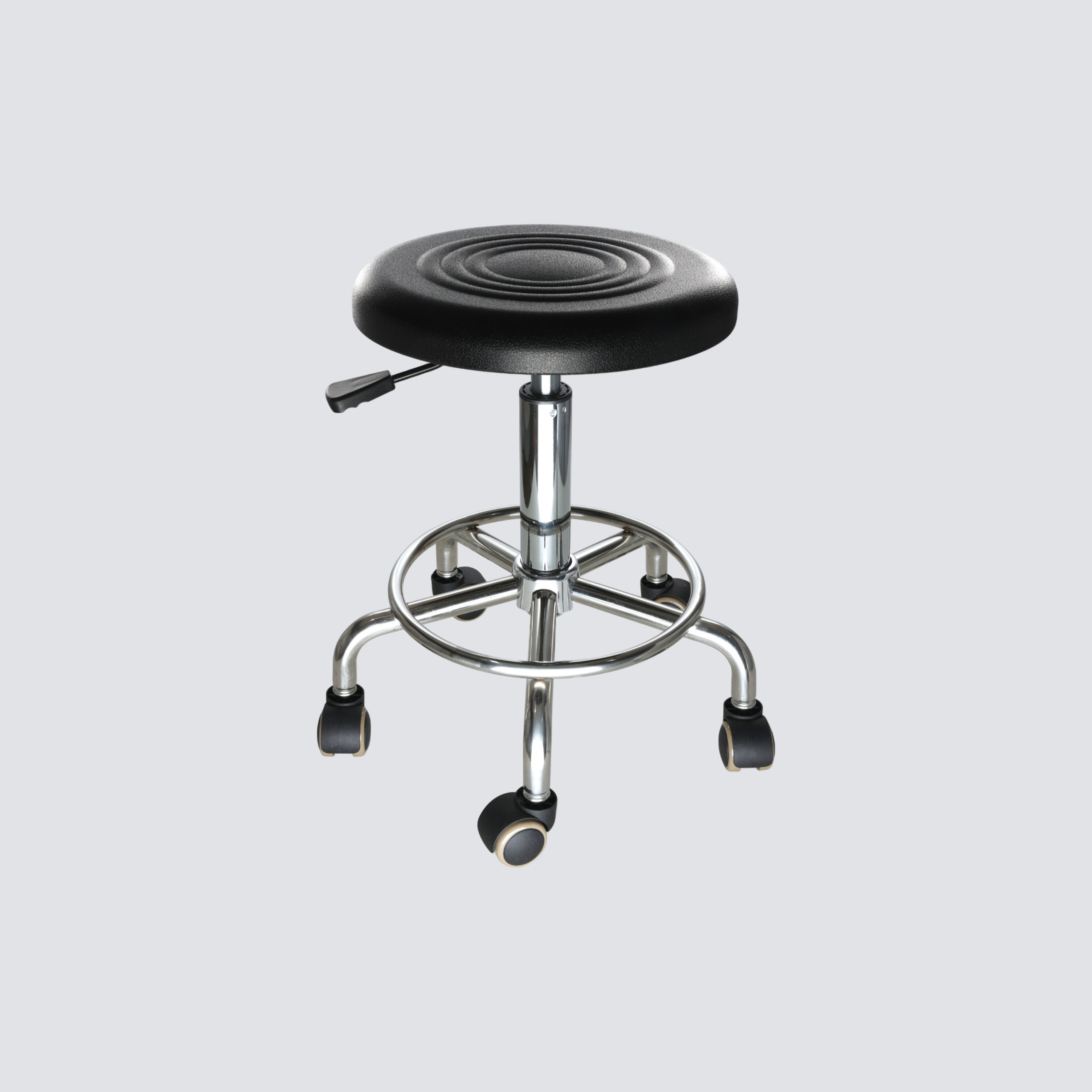 Industrial Polyurethane Adjustable with Casters Chrome Foot Ring Lab Seating