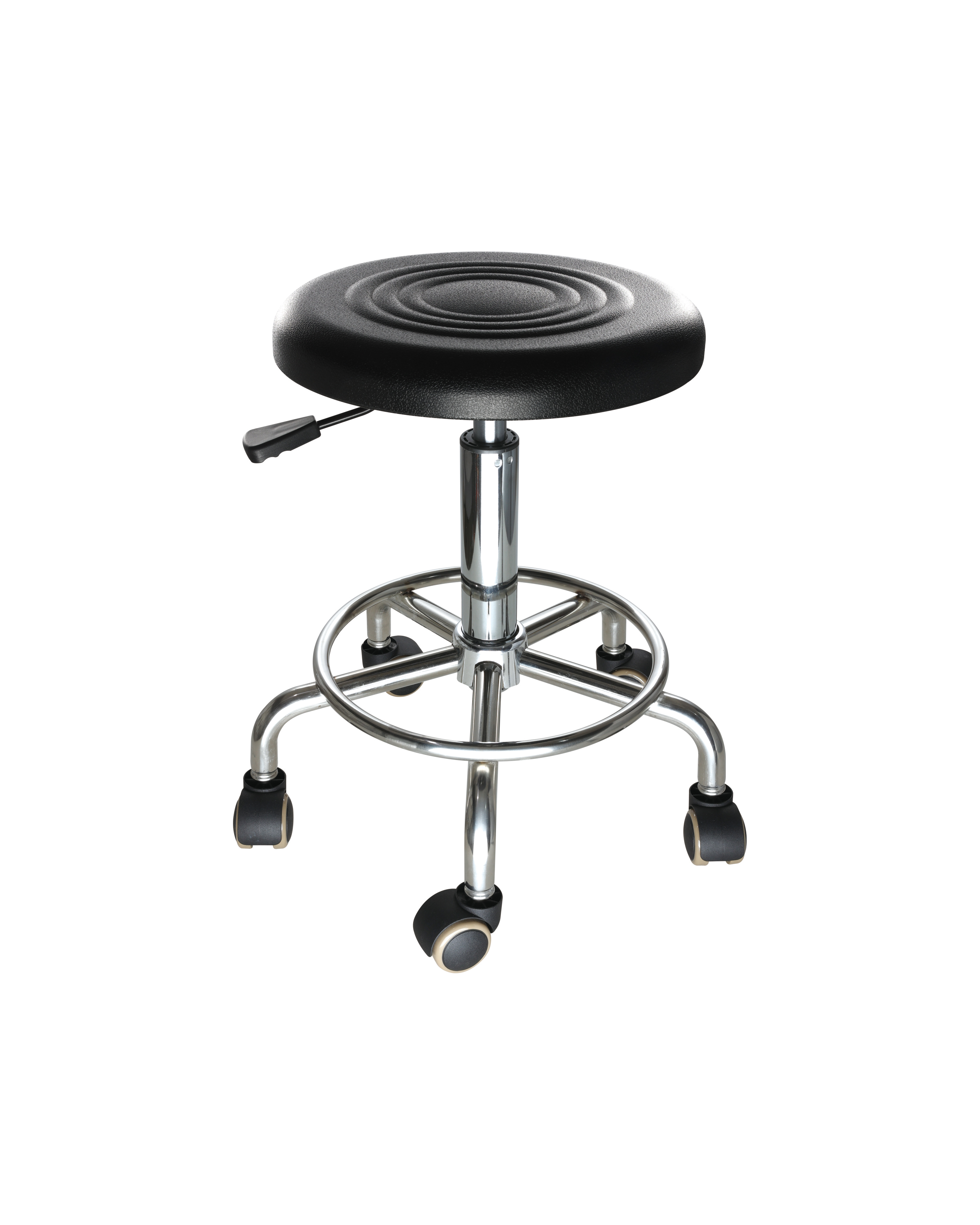 Industrial Polyurethane Chrome Foot Ring and Adjustable with Casters Lab Seating