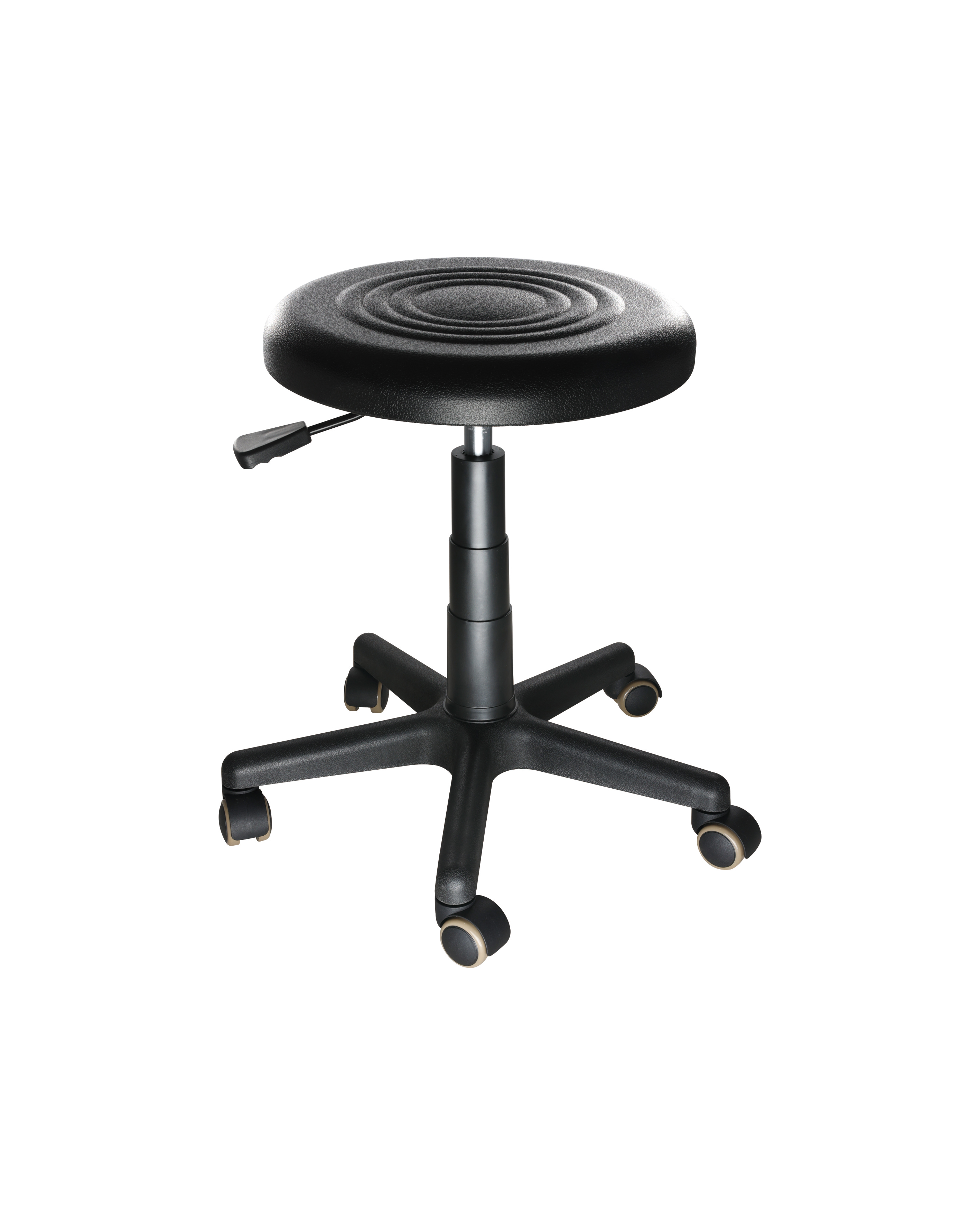 Industrial Polyurethane Casters and Adjustable with Chrome Foot Ring Laboratory Stool