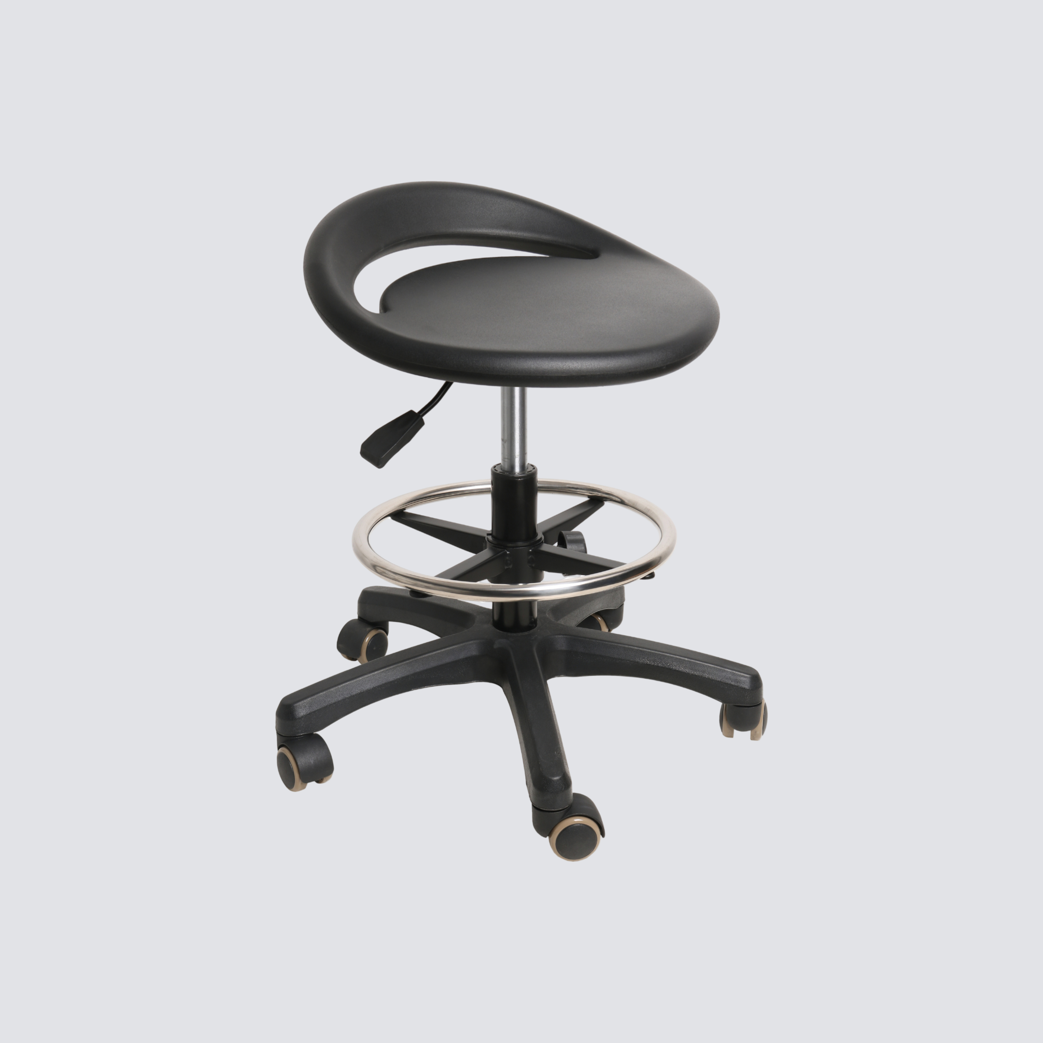Industrial PU Adjustable Height Chrome Foot Ring Laboratory Stool