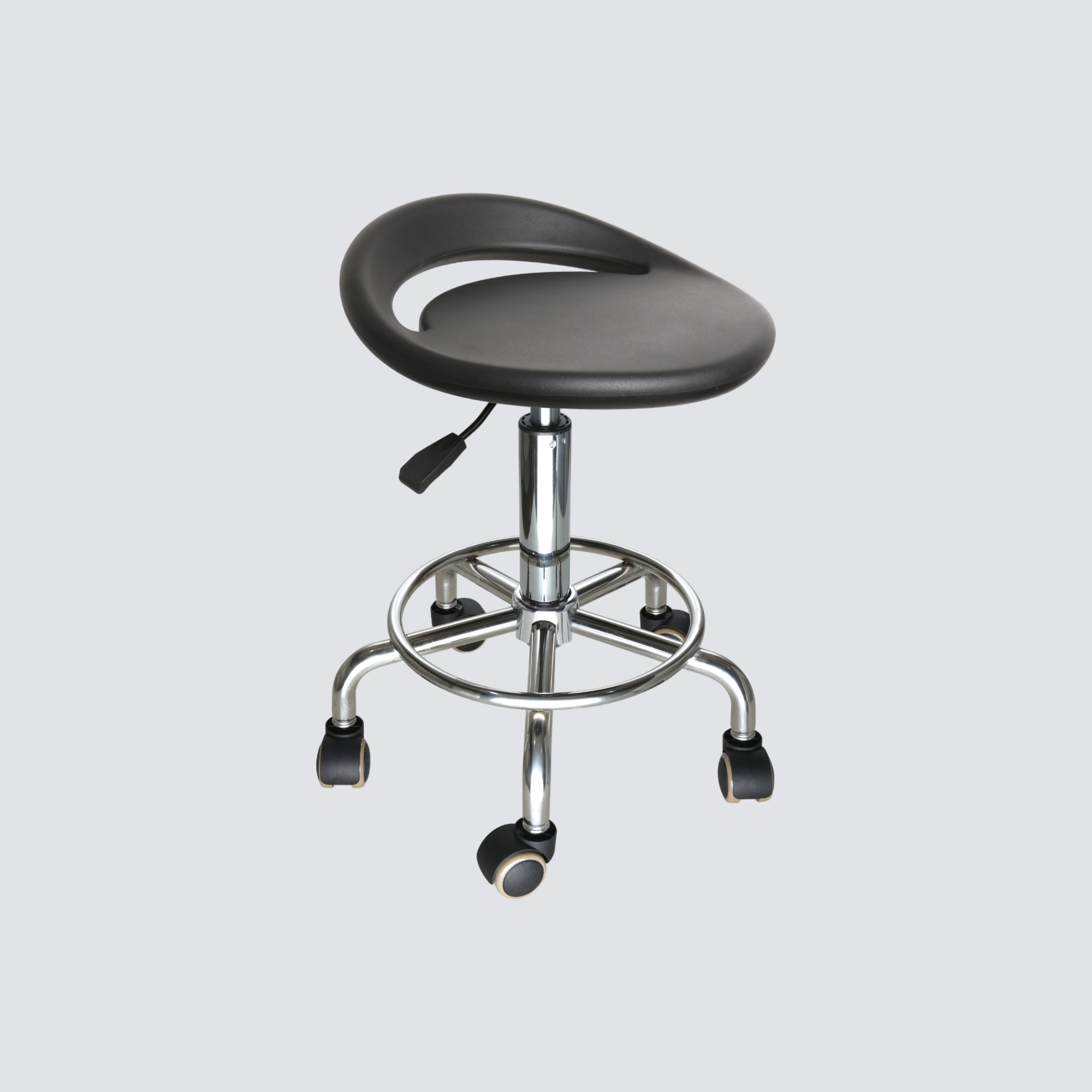 Industrial Polyurethane with Casters Chrome Foot Ring Adjustable Laboratory Chair