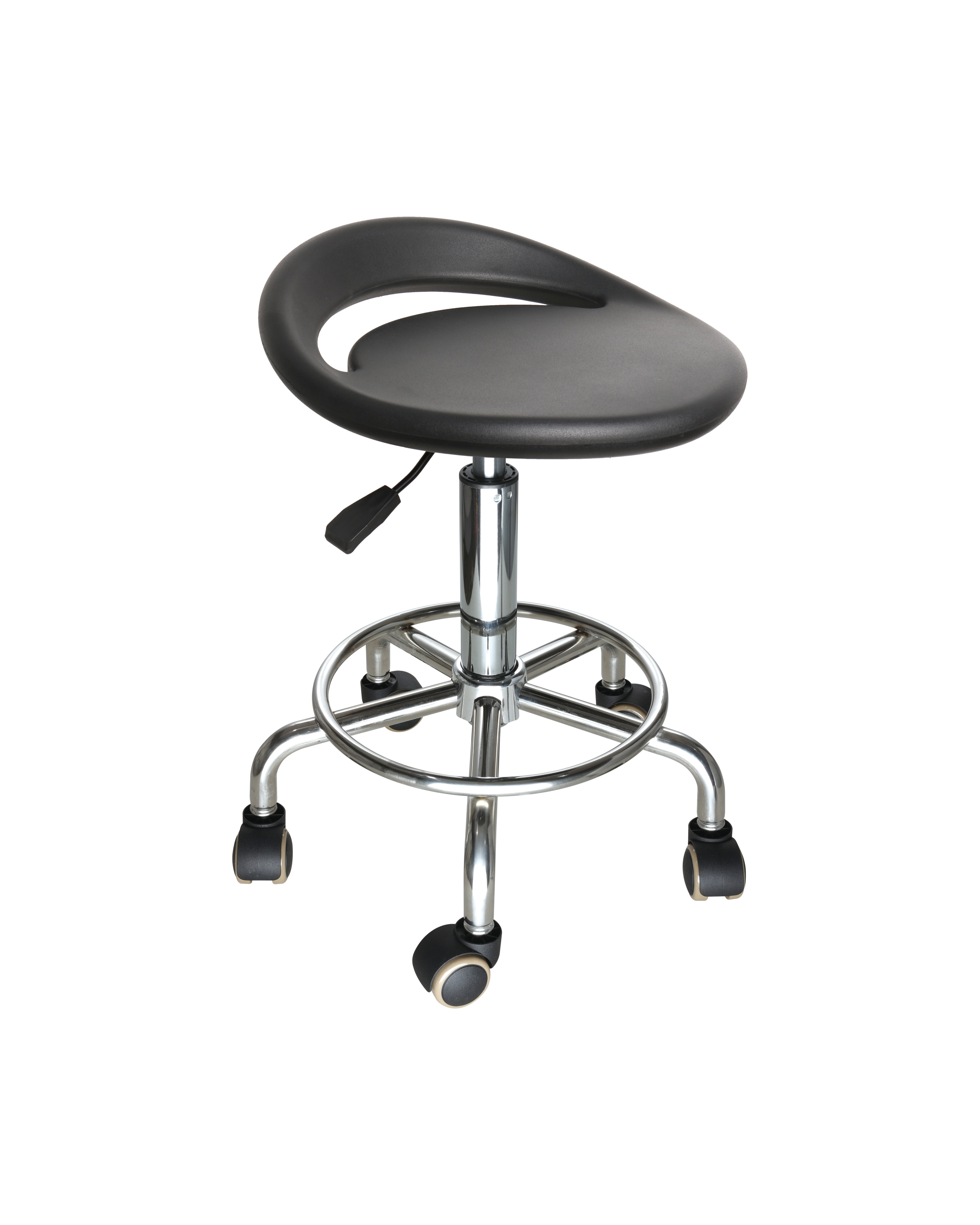 Industrial Polyurethane Chrome Foot Ring with Casters Adjustable and Laboratory Stool