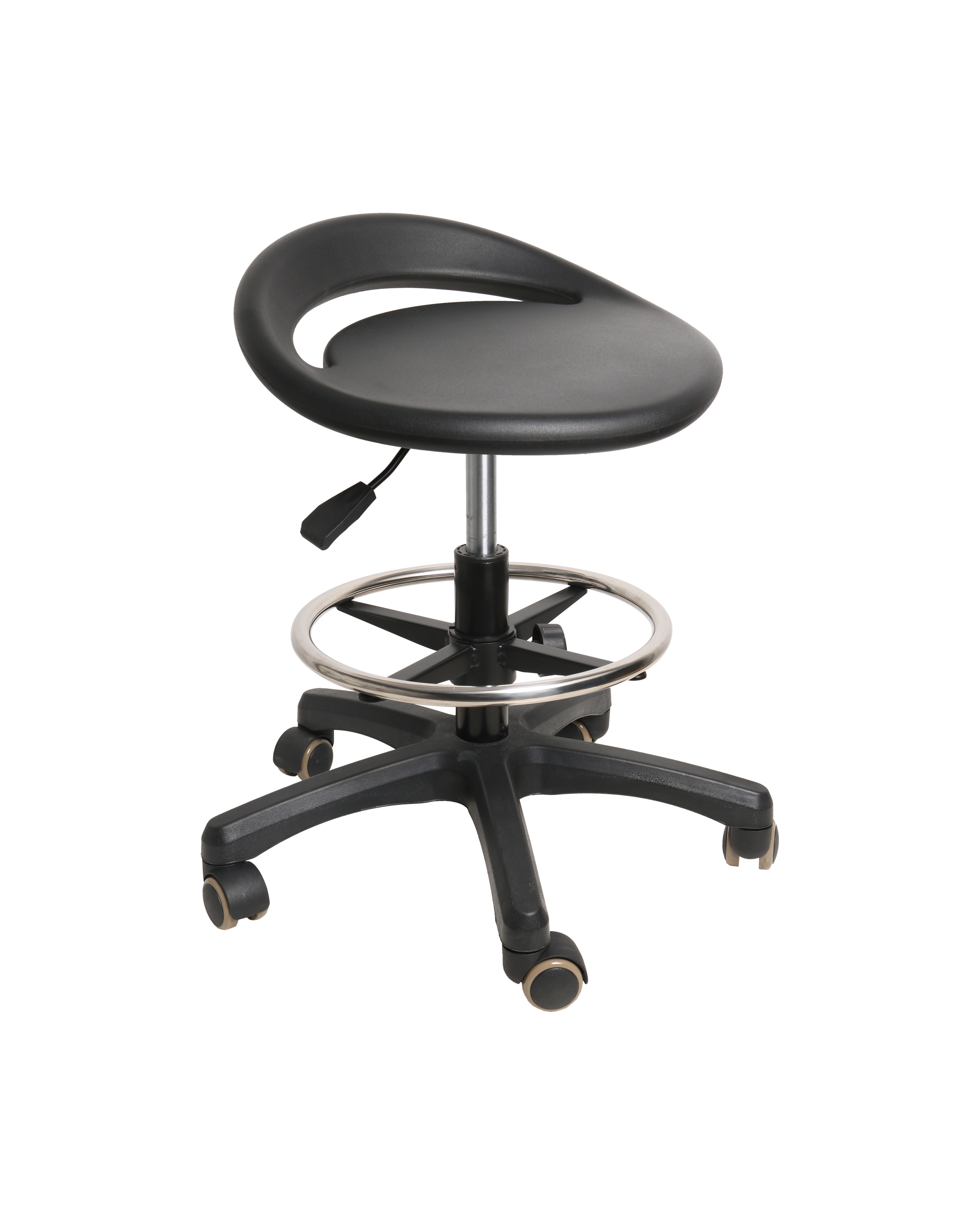 Industrial Polyurethane Adjustable Chair with Chrome Foot Ring Scientific Laboratory Chair
