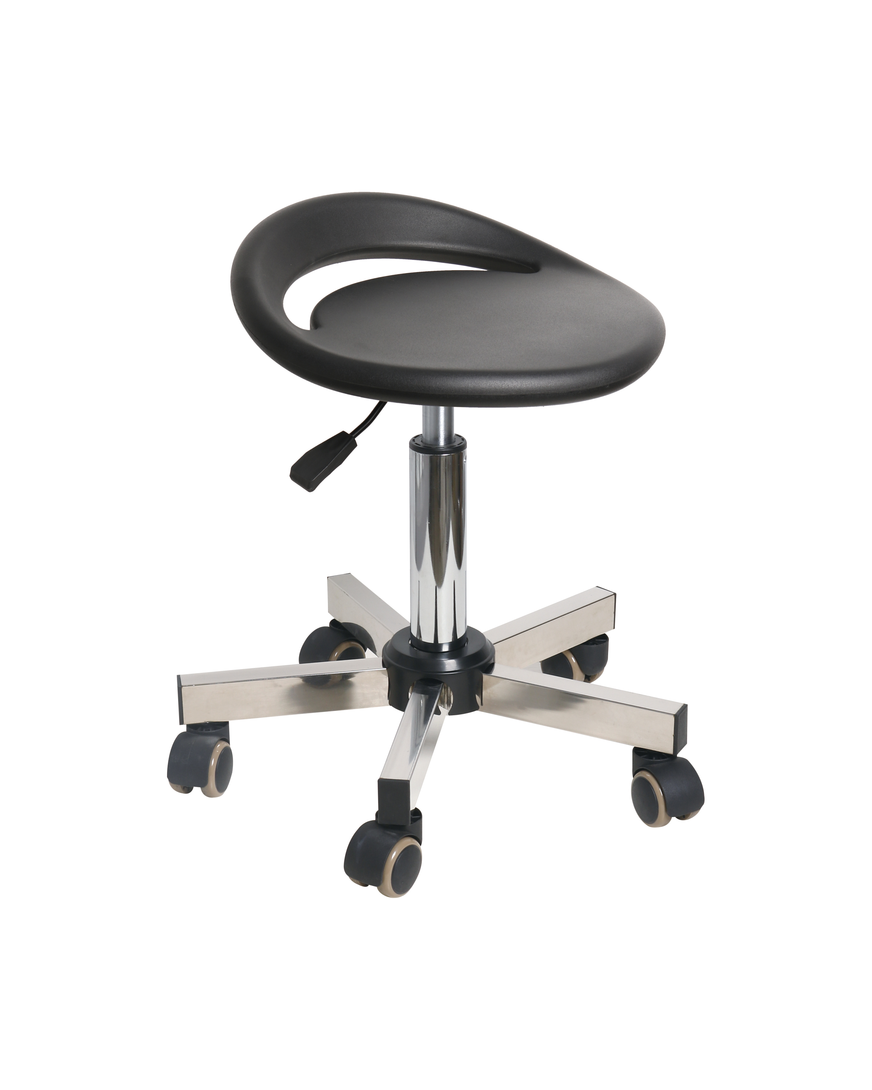 Industrial Polyurethane Adjustable with Casters and Chrome Foot Ring Laboratory Chair