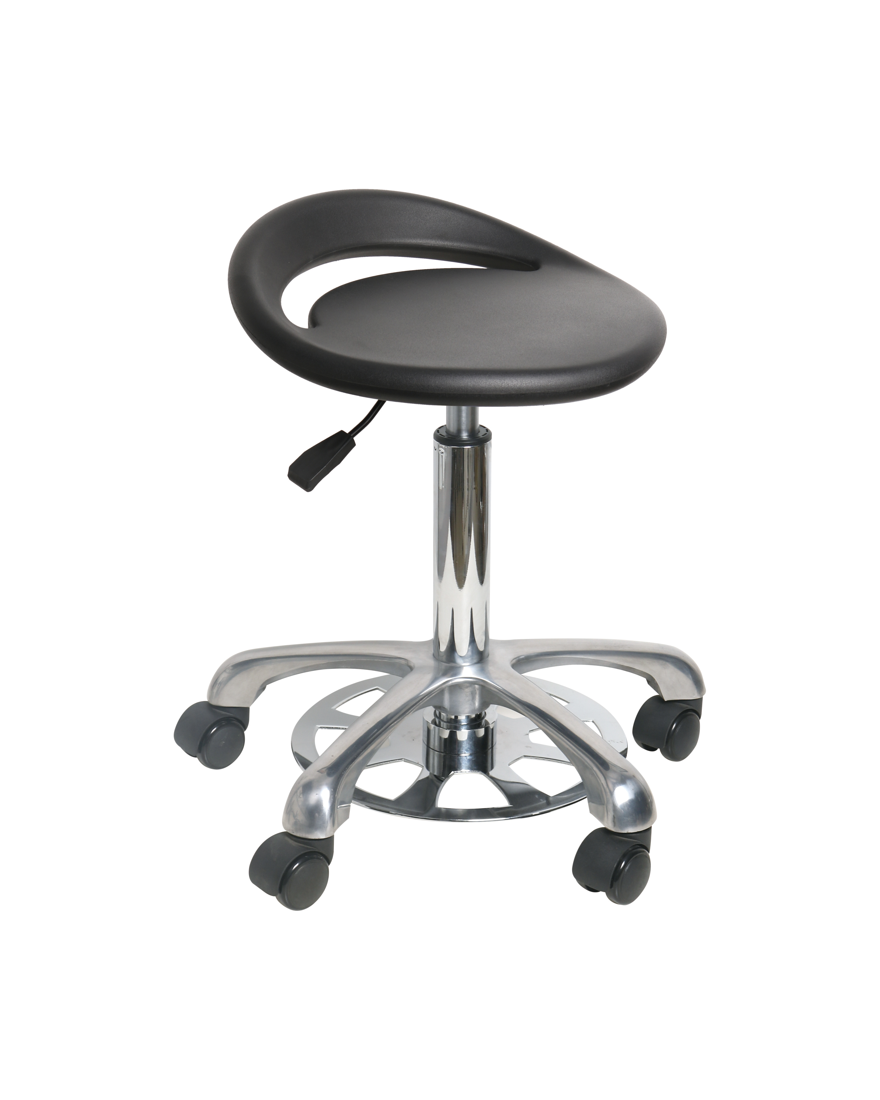 Industrial Polyurethane with Casters and Chrome Foot Ring Adjustable Laboratory Seating