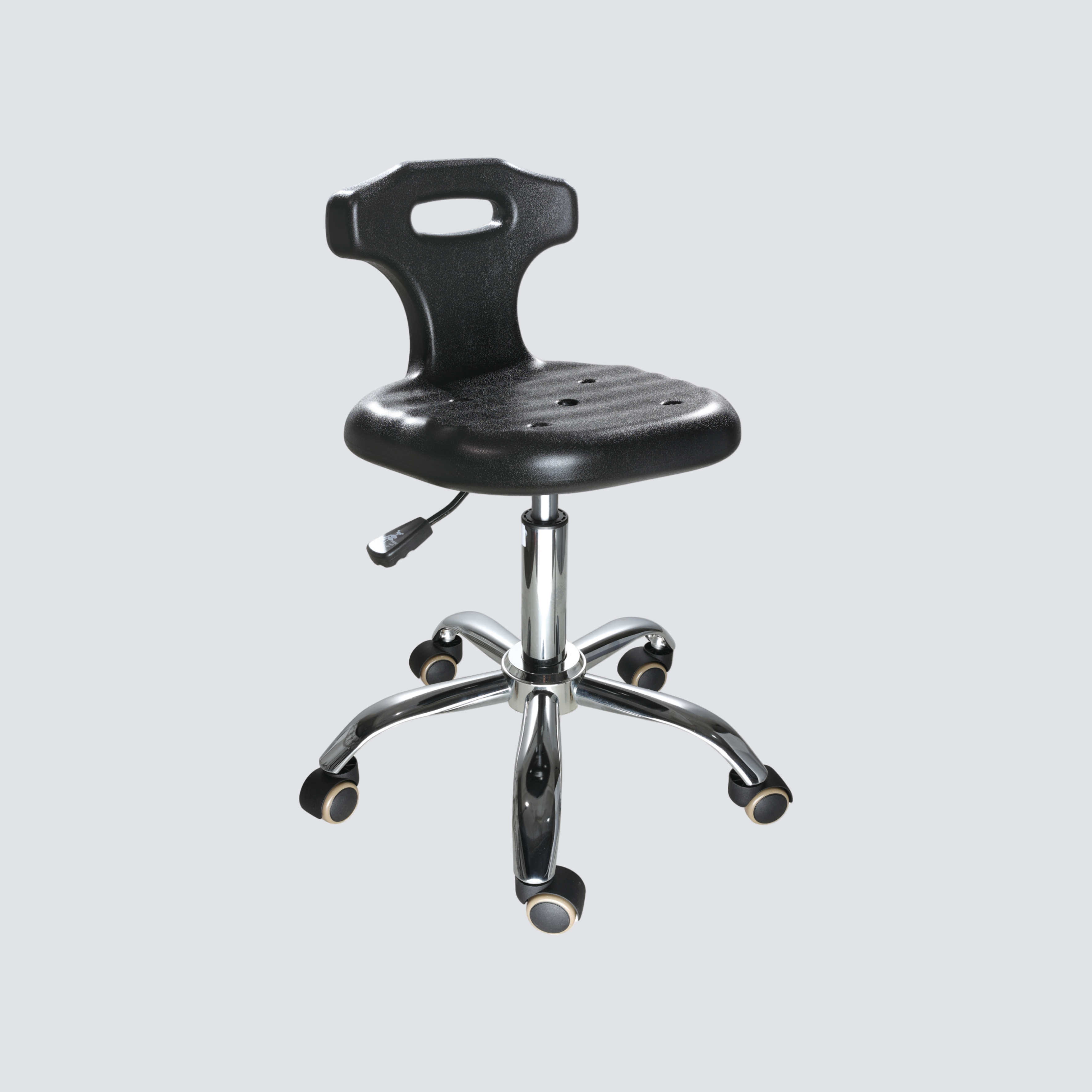 Industrial Adjustable Polyurethane Chrome Foot Ring Laboratory Chair