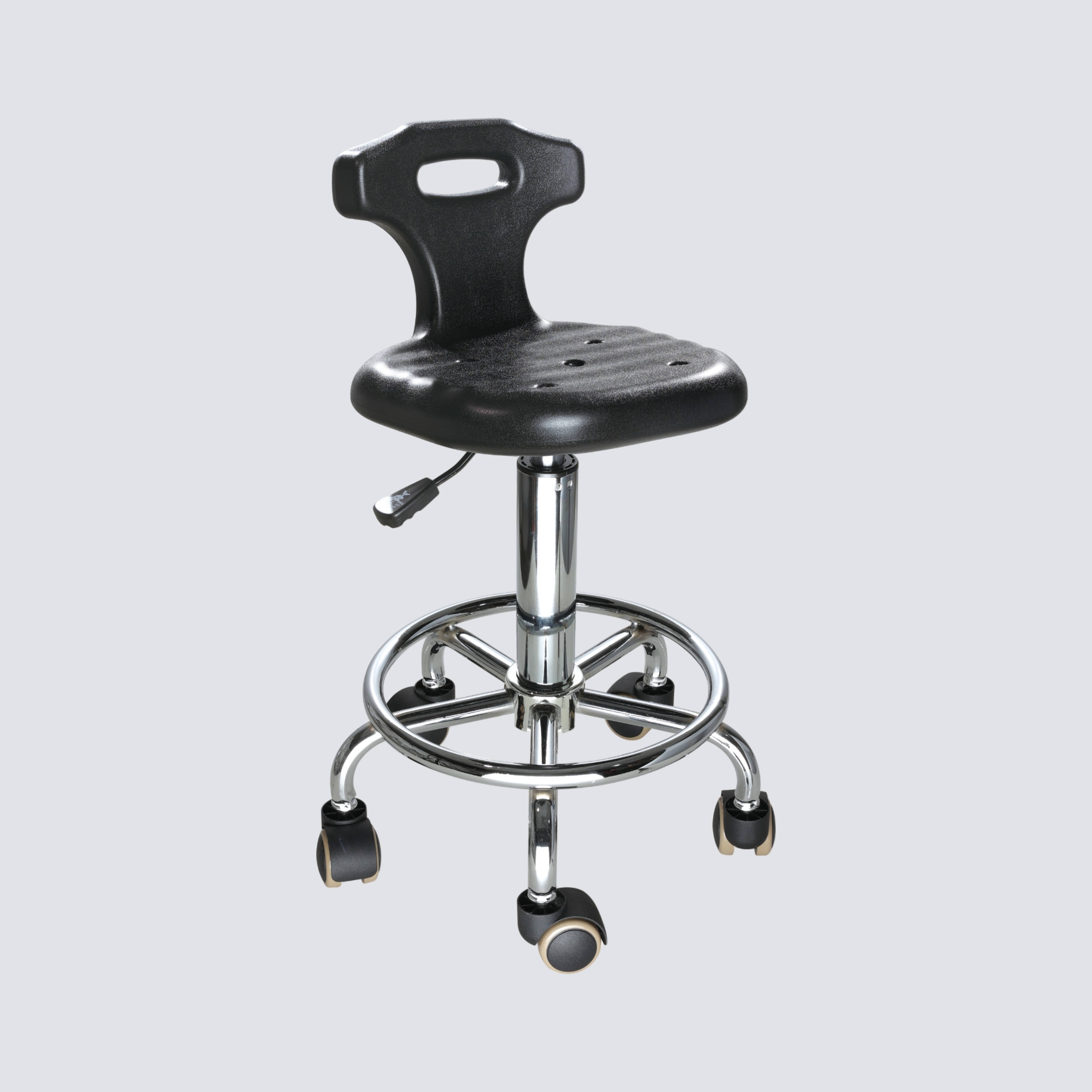 Industrial Polyurethane Ergonomic Chrome Foot Ring Lab Seating