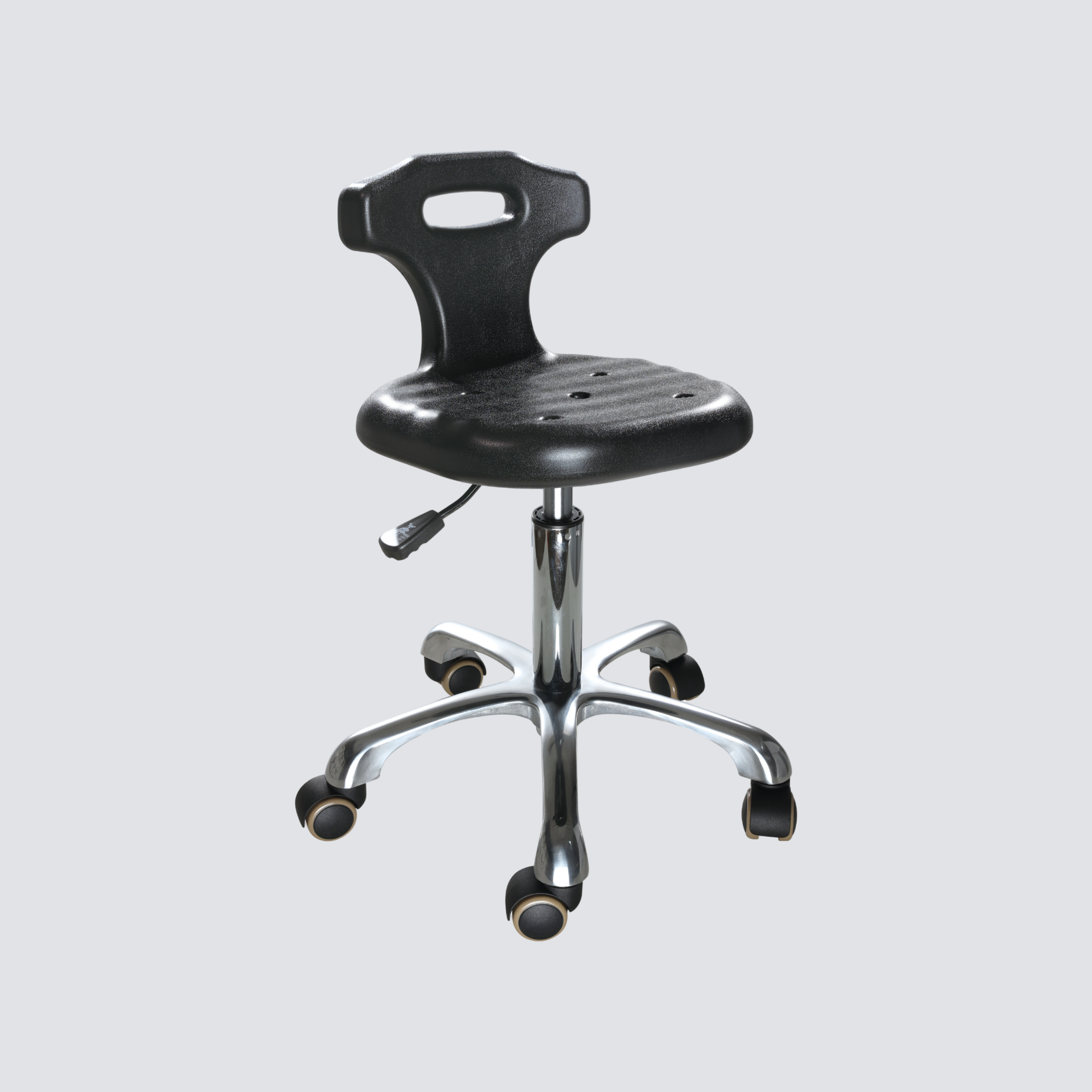 Industrial Polyurethane Adjustable Chrome Foot Ring Casters Laboratory Chair