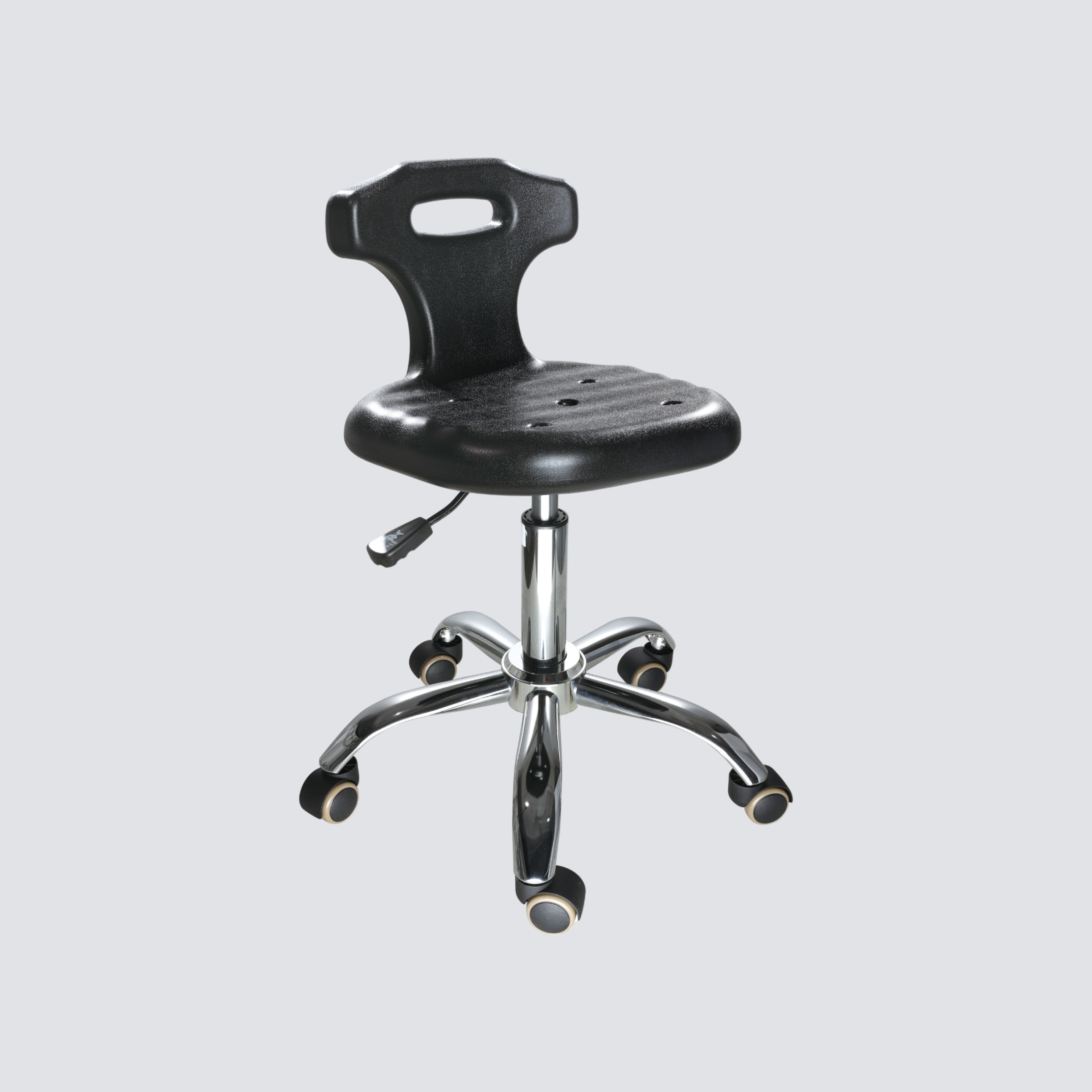 Industrial Polyurethane with Casters Chrome Foot Ring Adjustable Lab Seating
