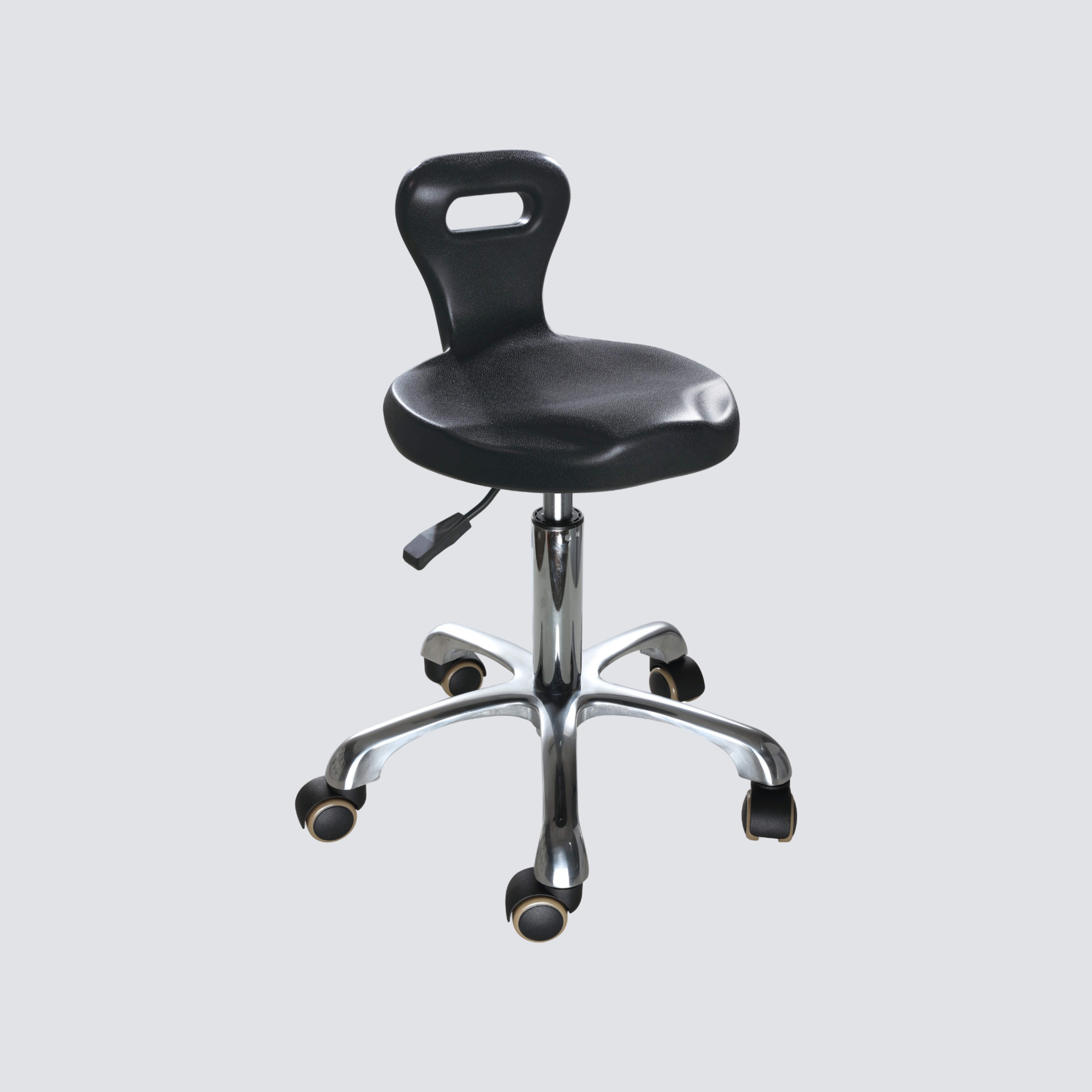 Industrial Polyurethane Adjustable Casters Chrome Foot Ring Laboratory Chair