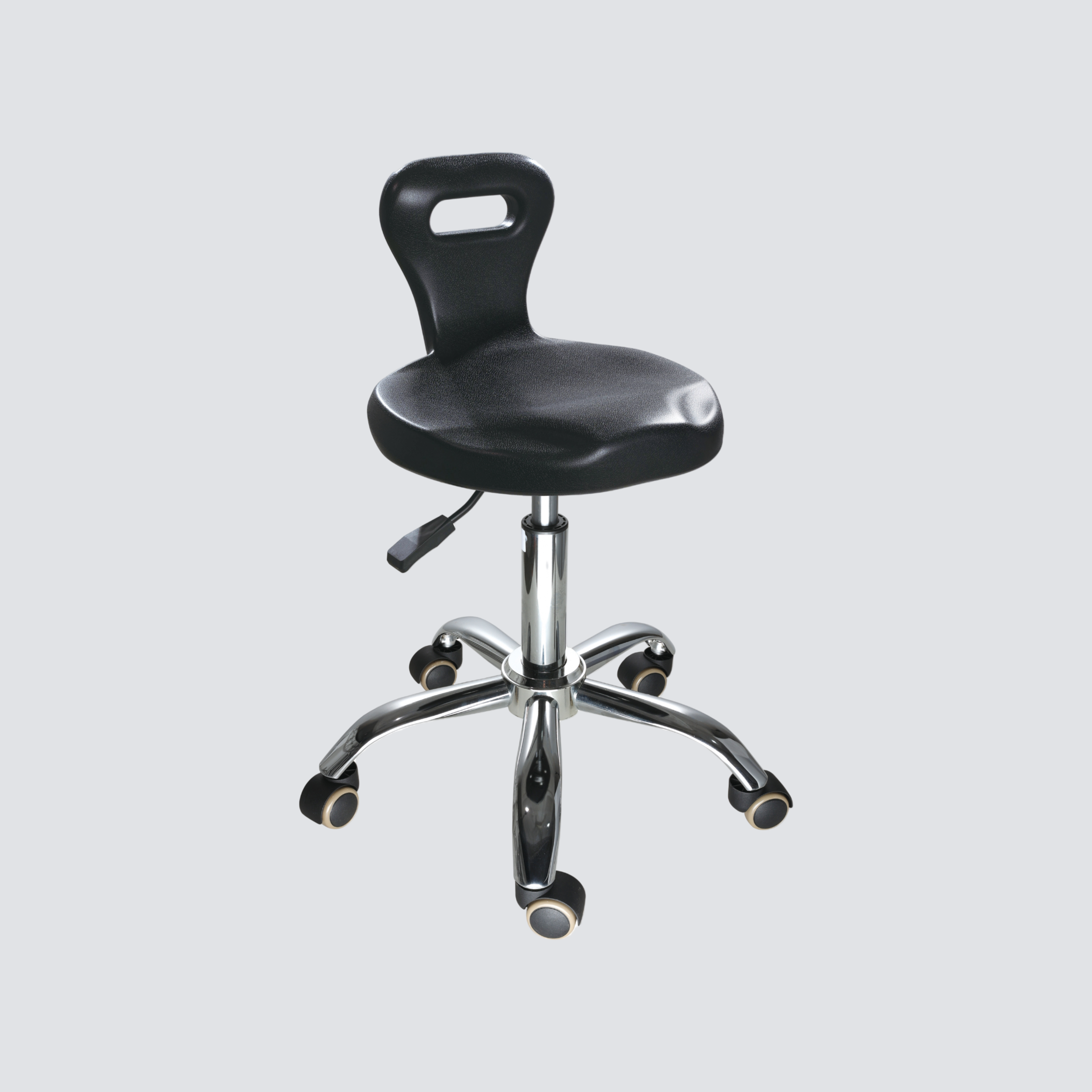 Industrial Polyurethane with Adjustable Chrome Foot Ring Casters Laboratory Chair
