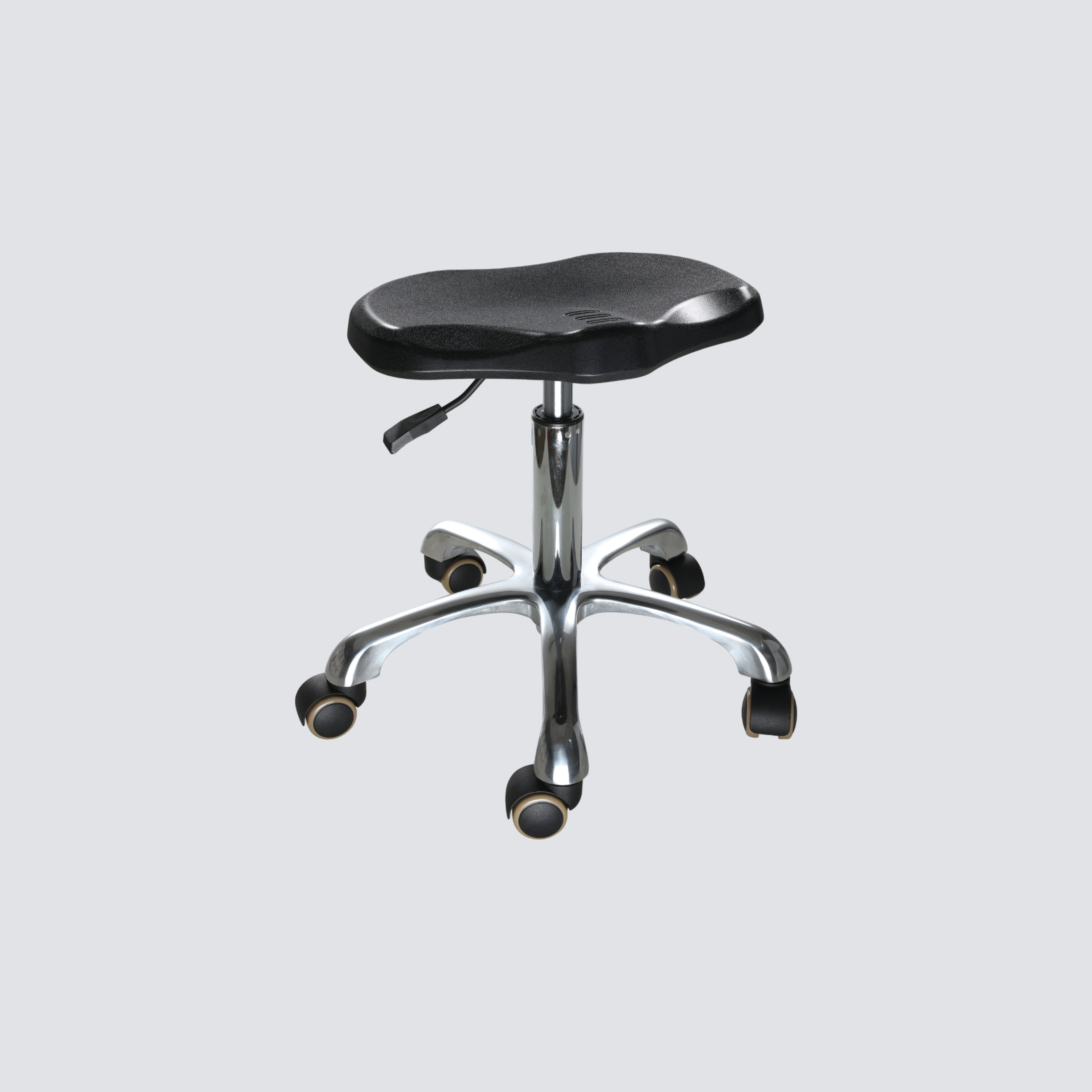Industrial Polyurethane Adjustable Chrome Foot Ring and Casters Laboratory Stool