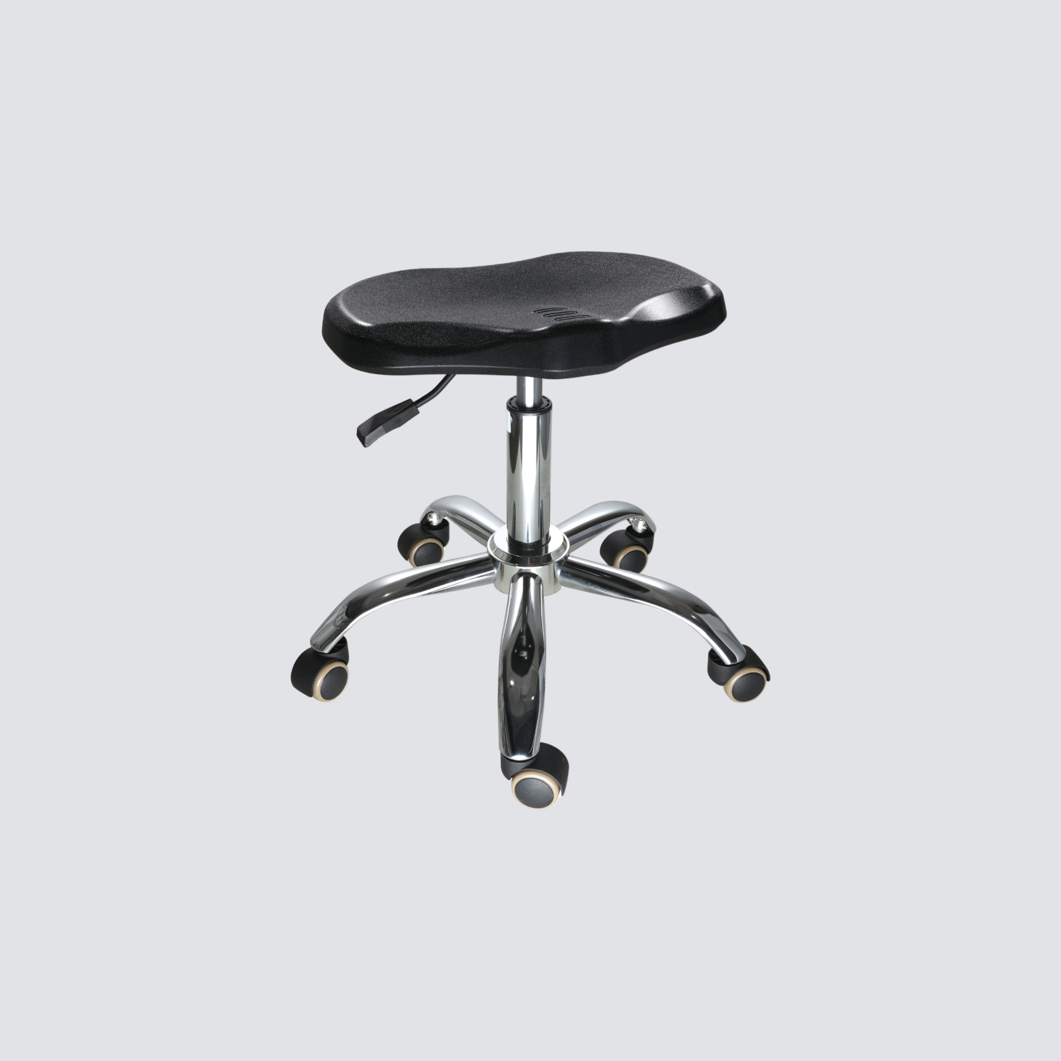 Industrial Polyurethane with Adjustable Chrome Foot Ring Casters Lab Seating