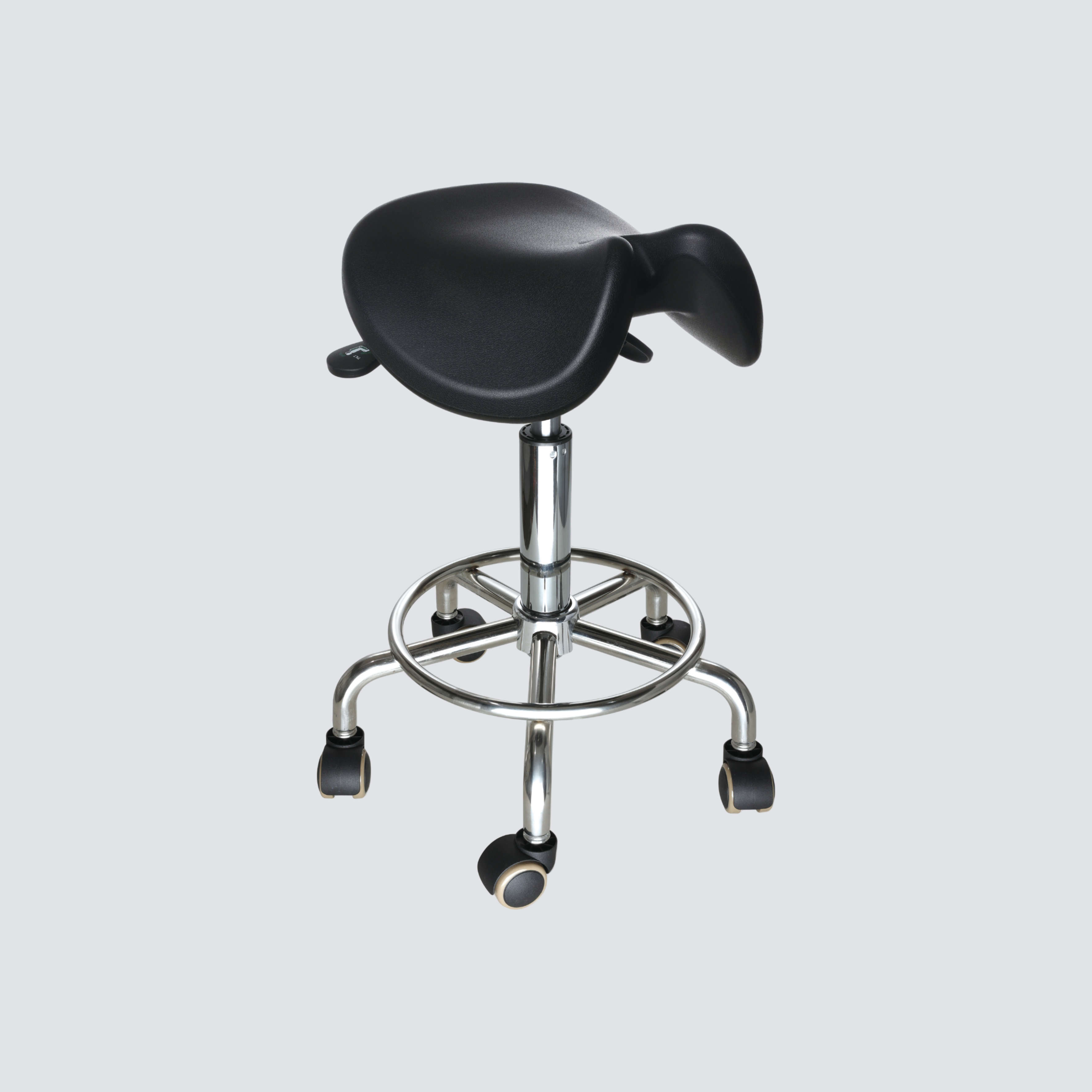 Industrial Polyurethane Casters and Chrome Foot Ring with Adjustable Laboratory Chair