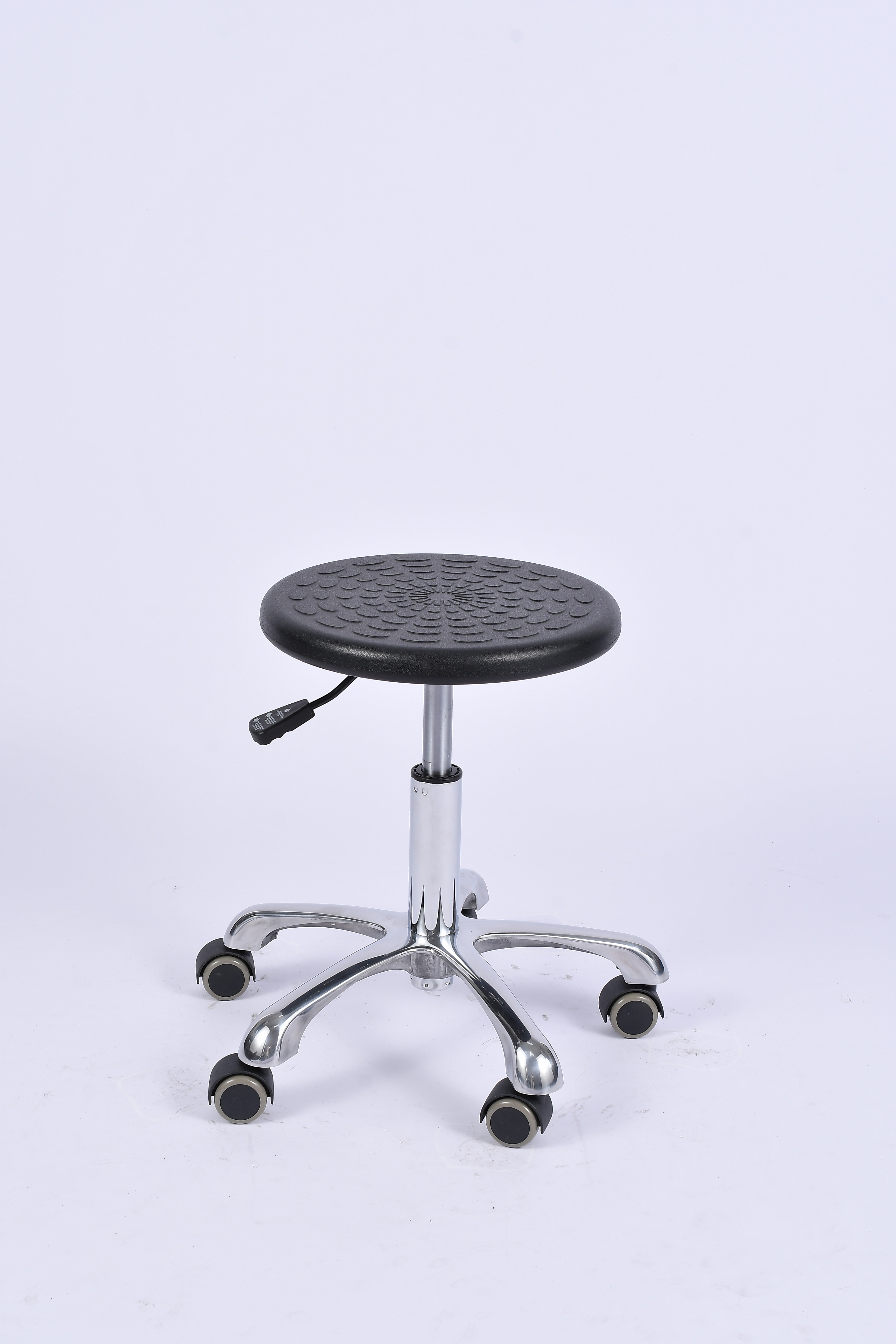 Industrial PU Height Adjustable Chrome Foot Ring Laboratory Stool