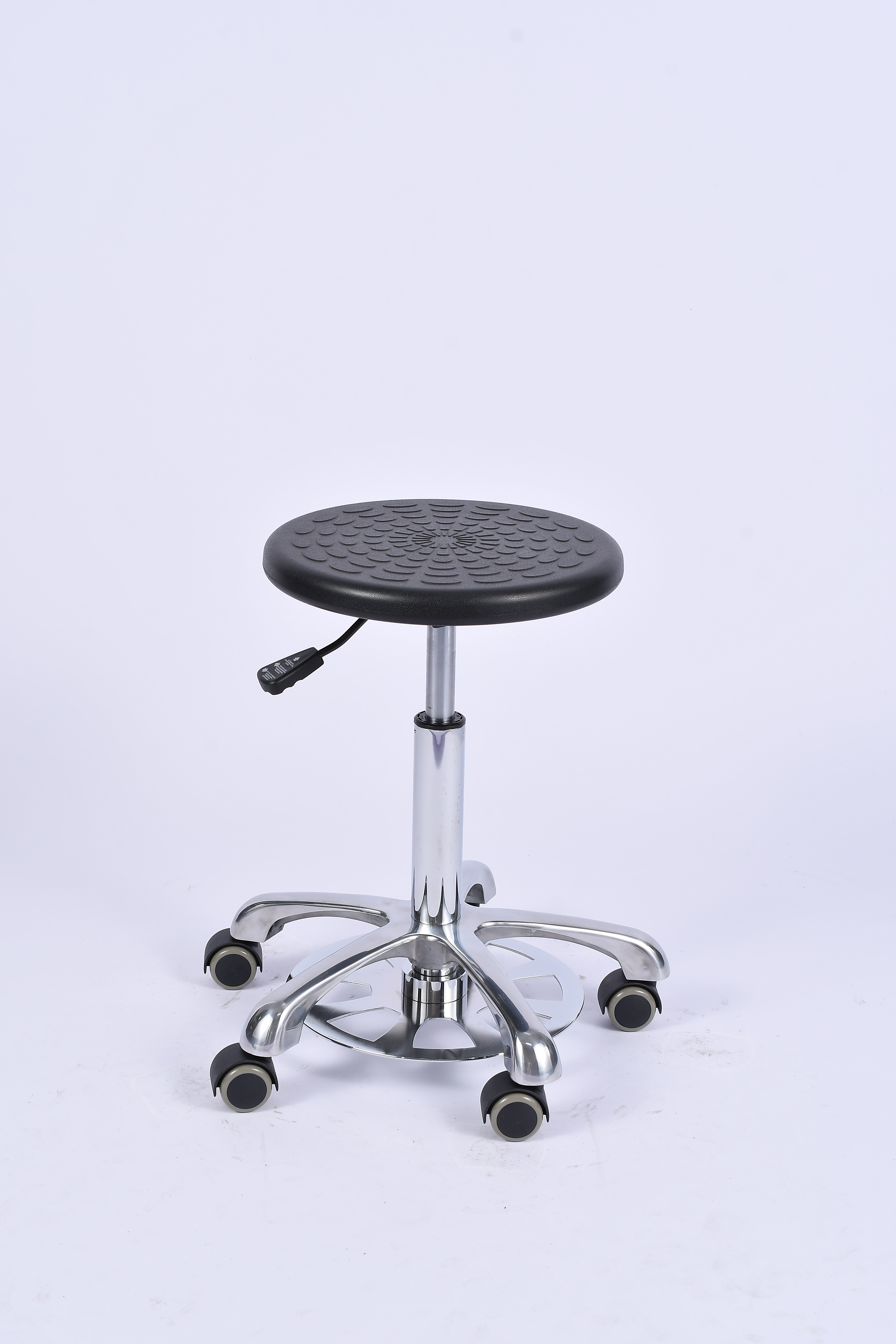 Industrial PU Height Adjustable Chrome Foot Ring Laboratory Stool