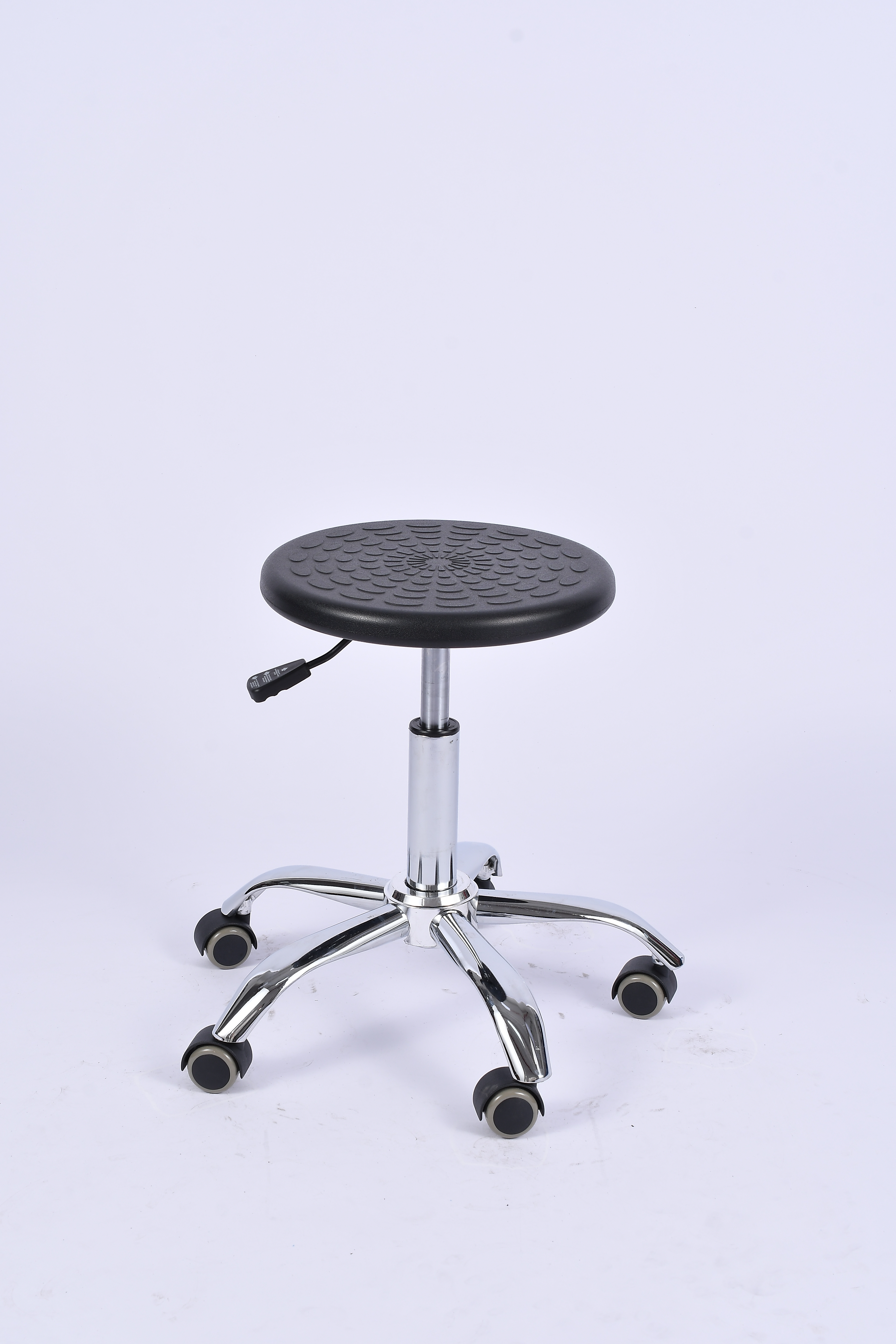 Industrial Polyurethane Caster Wheels Chrome Foot Ring Laboratory Seating