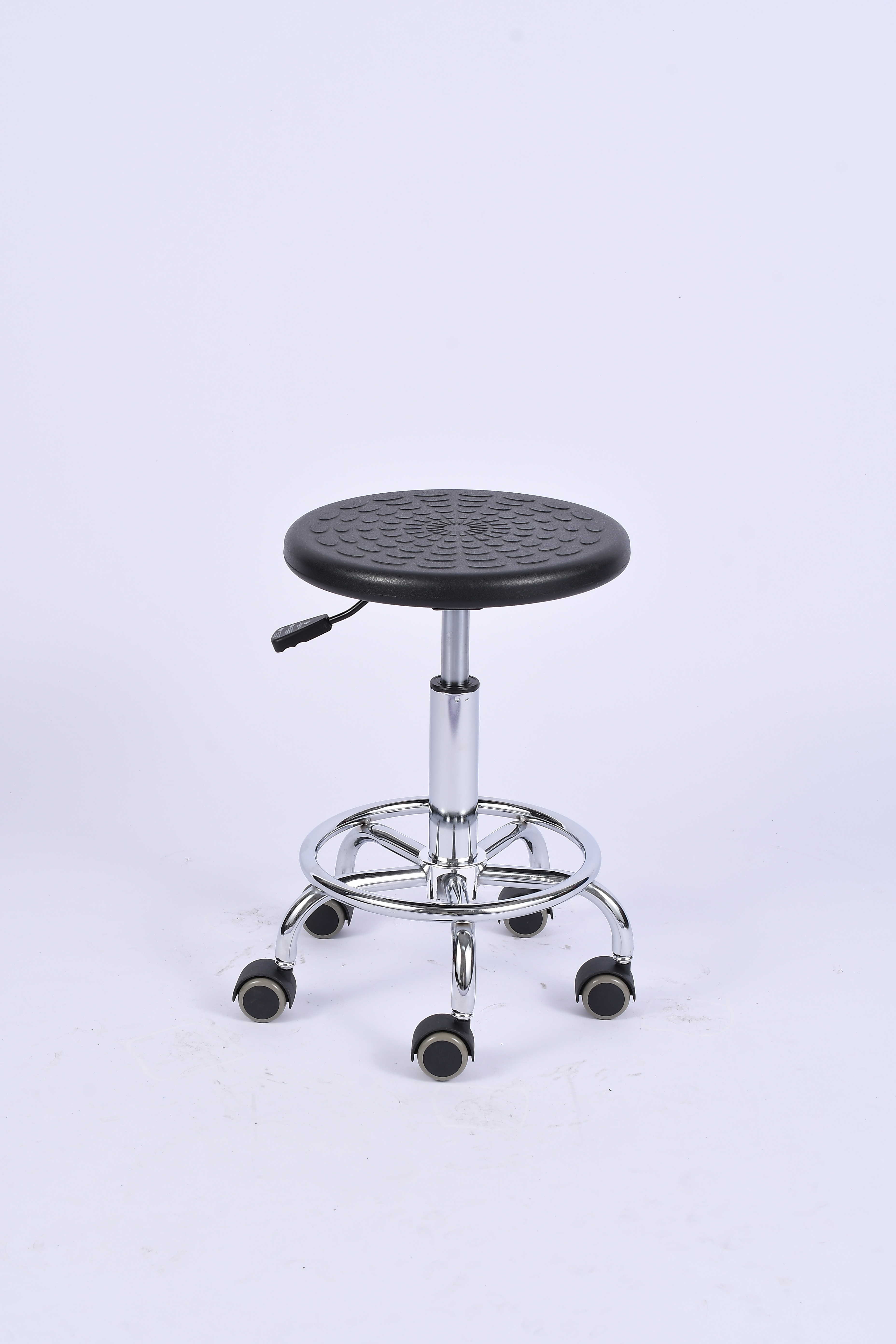 Industrial Polyurethane Caster Wheels Chrome Foot Ring Laboratory Stool