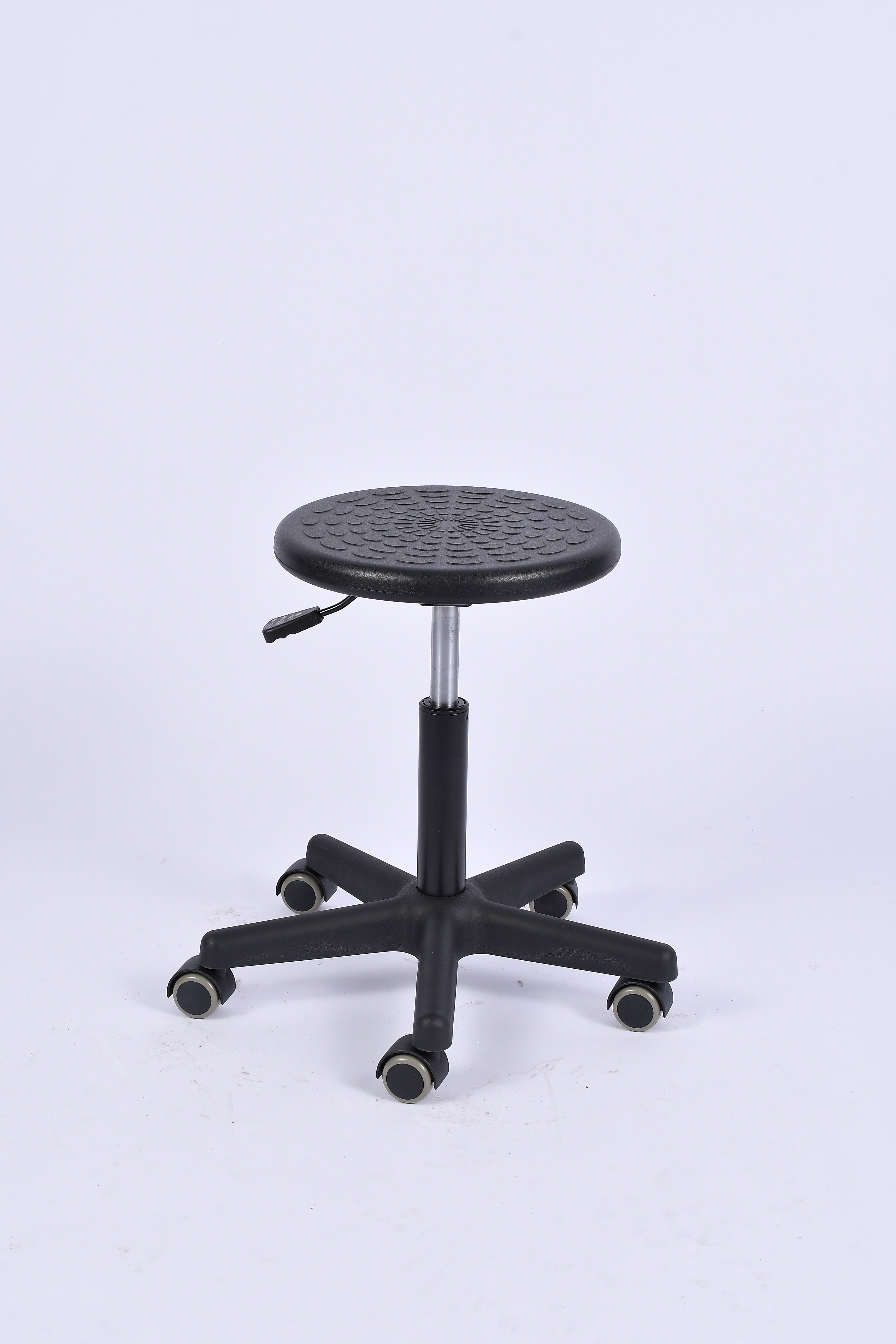 Industrial Polyurethane Caster Wheels Chrome Foot Ring Lab Seating