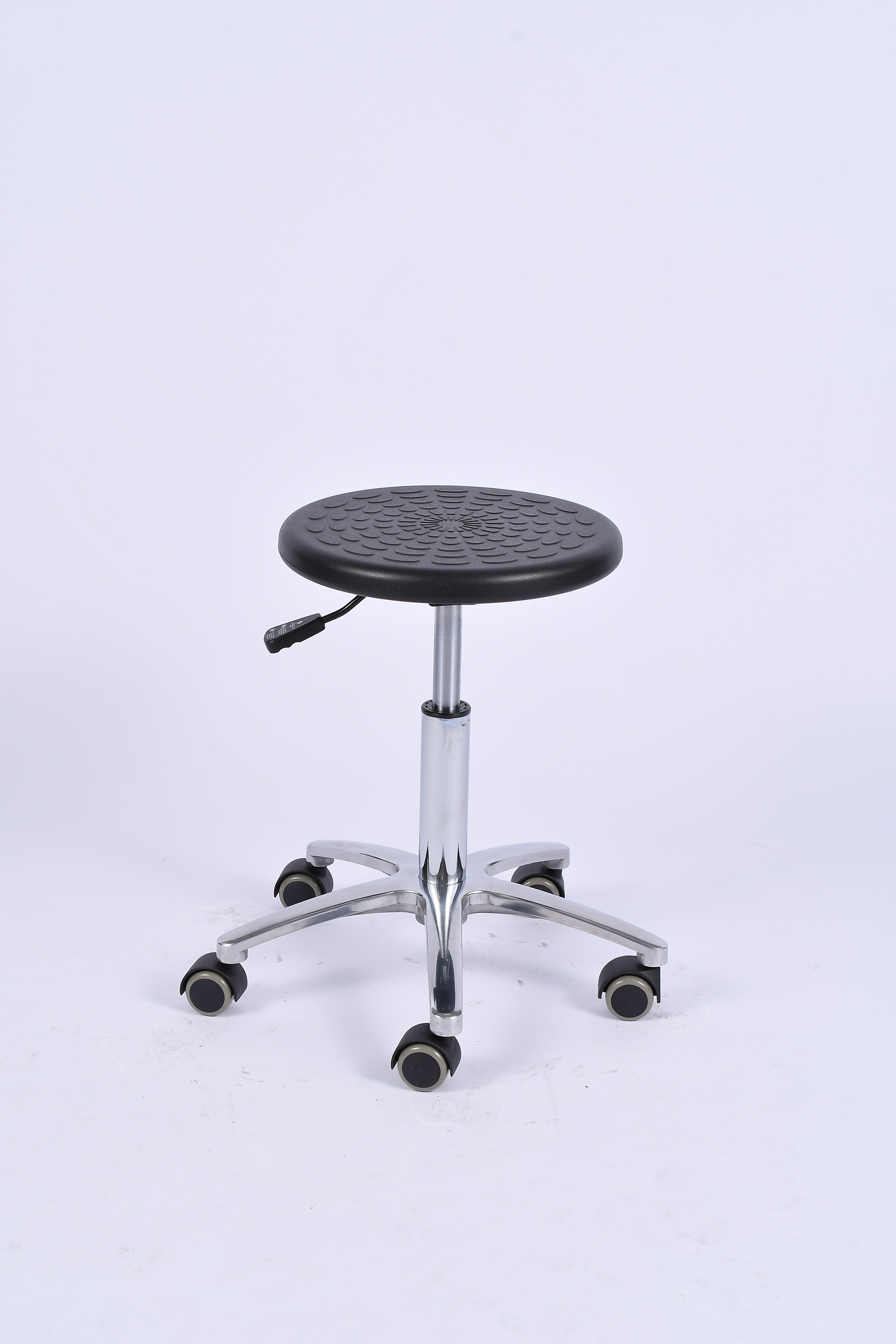 Industrial PU Chrome Ring Adjustable Caster Wheels Laboratory Seating