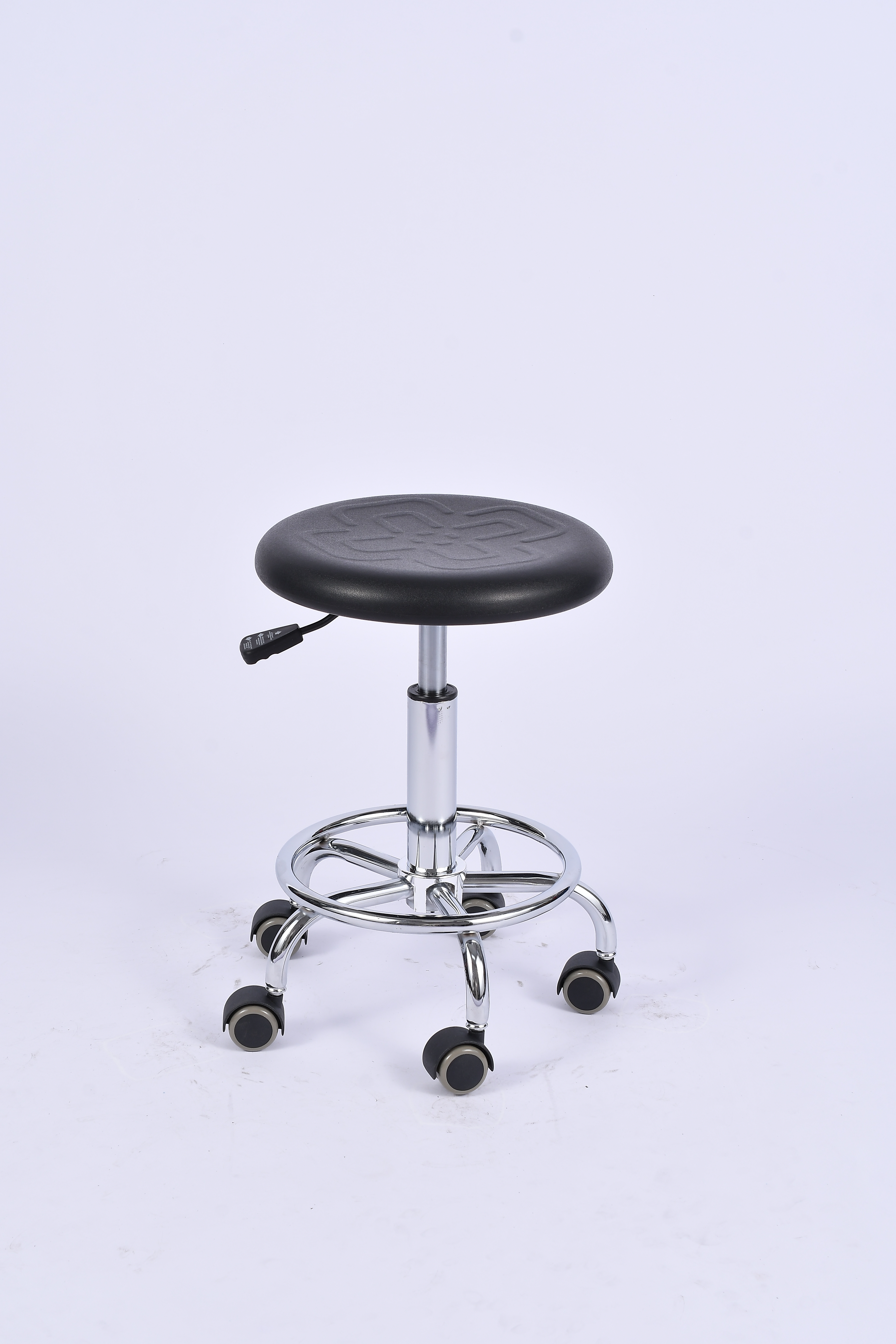 Industrial PU Chrome Ring Adjustable Caster Wheels Laboratory Stool