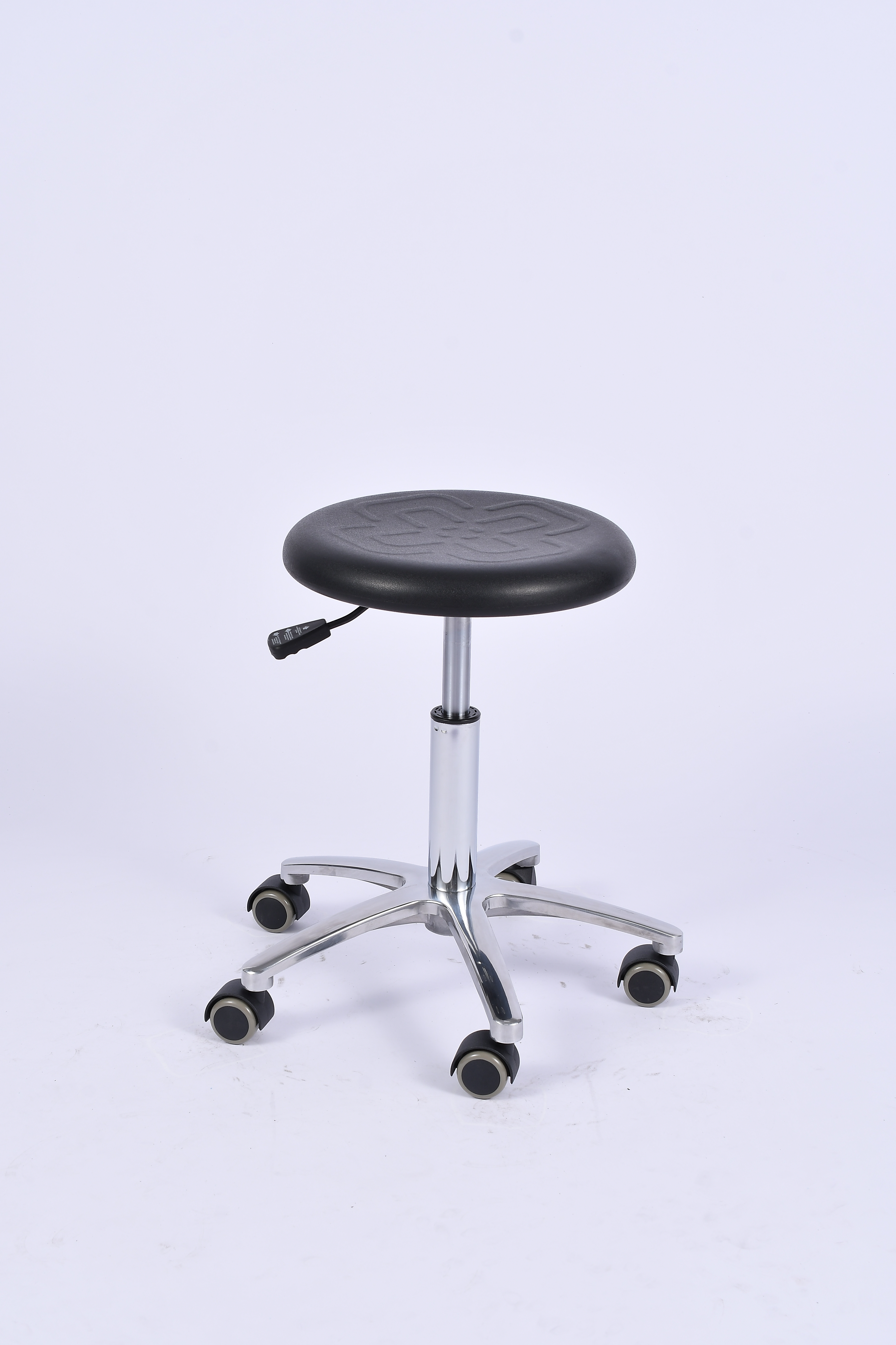 Industrial PU Chrome Ring Adjustable Caster Wheels Lab Seating
