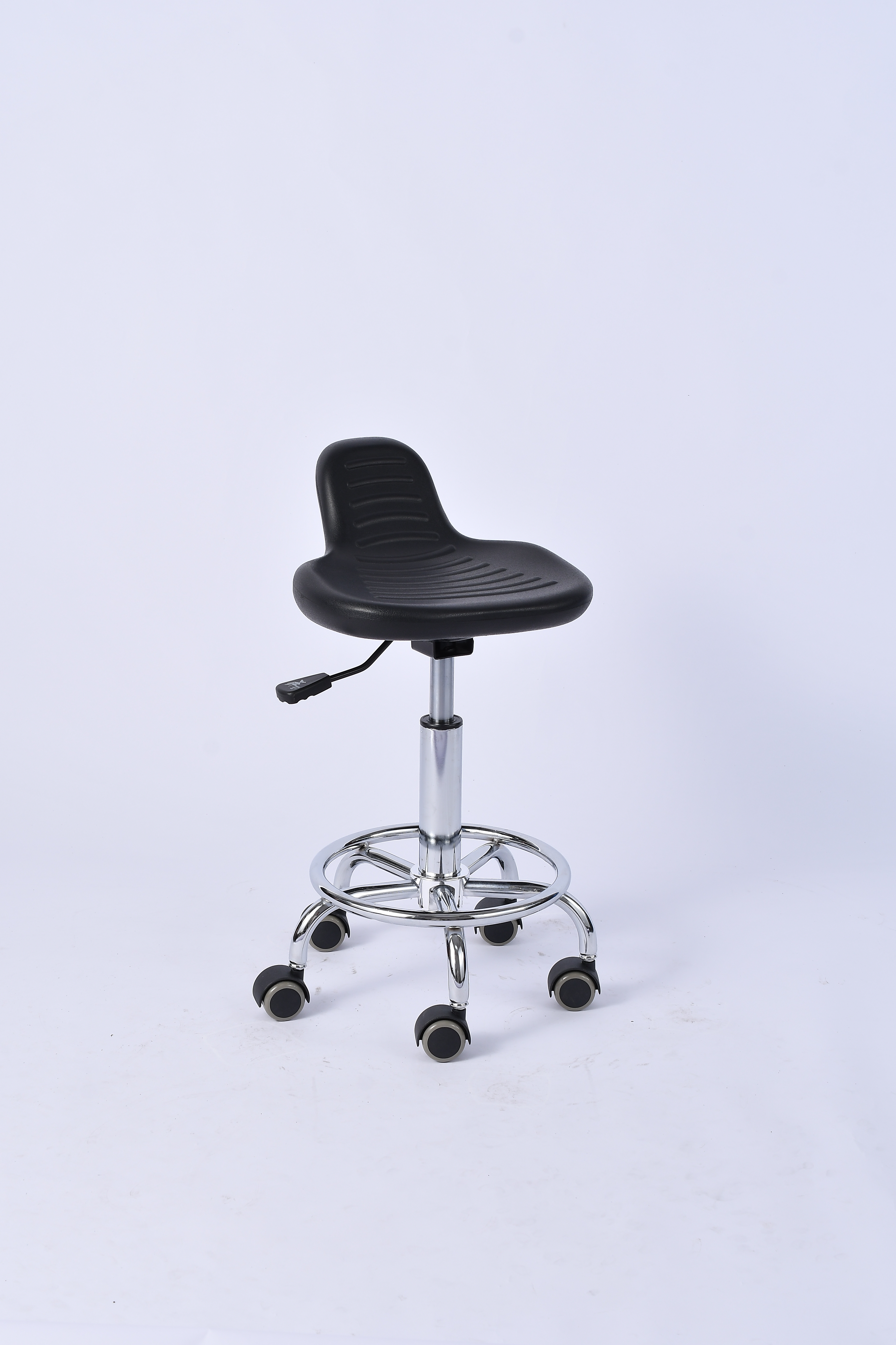 Industrial Polyurethane Adjustable Chrome Foot Ring Casters Laboratory Stool
