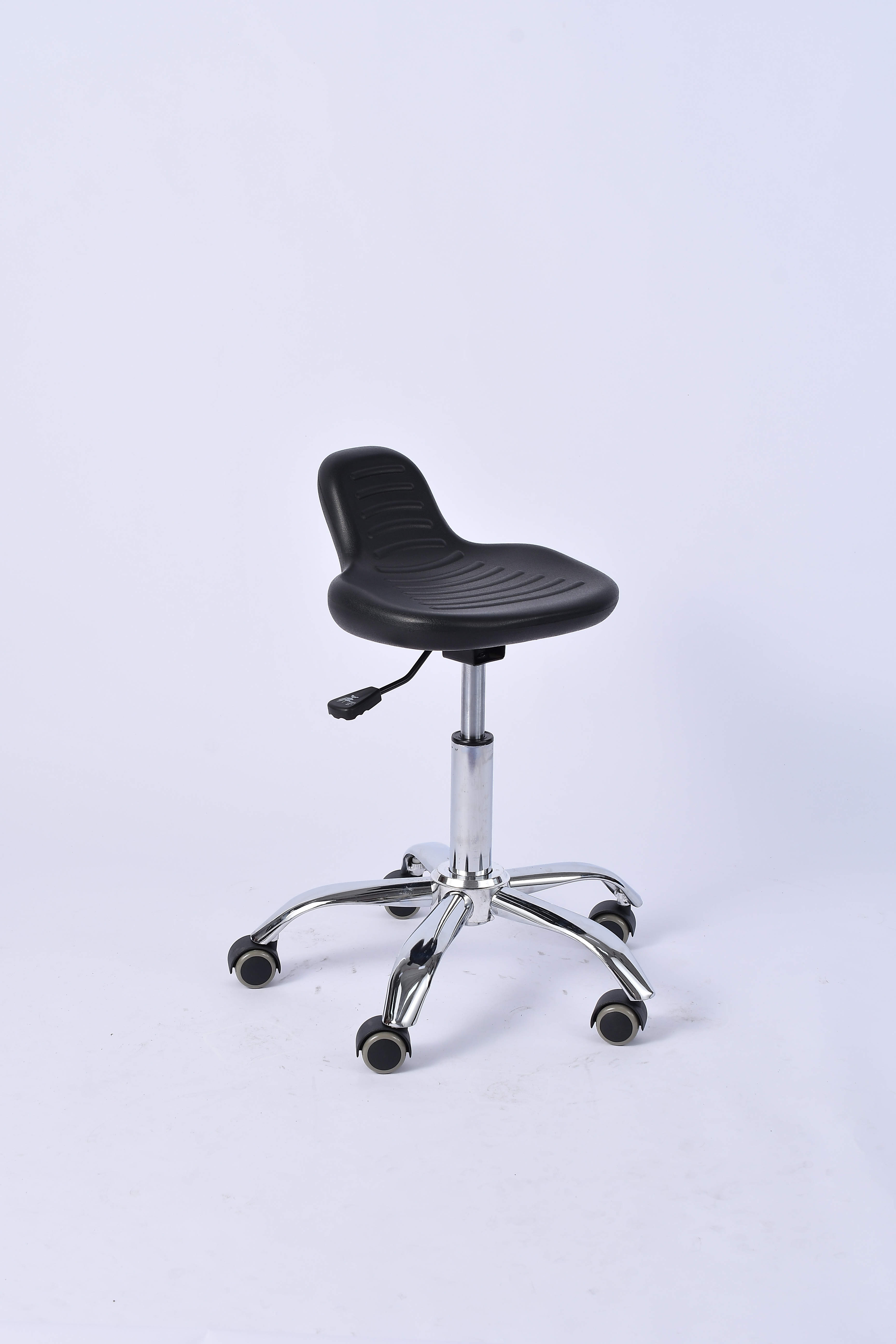 Industrial Polyurethane Adjustable Chrome Foot Ring Casters Lab Seating
