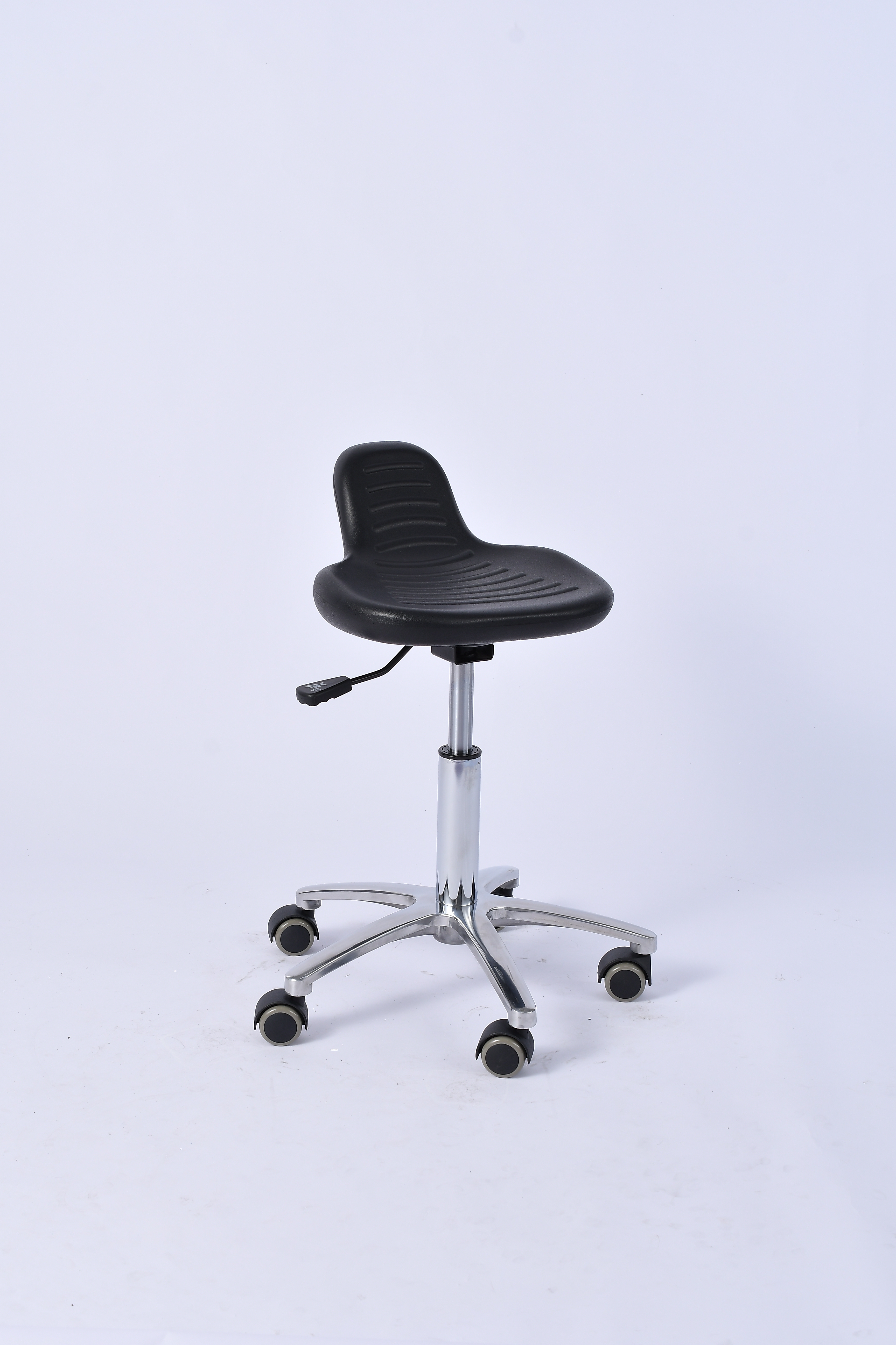 Industrial Polyurethane Chrome Foot Ring Casters Adjustable Lab Seating