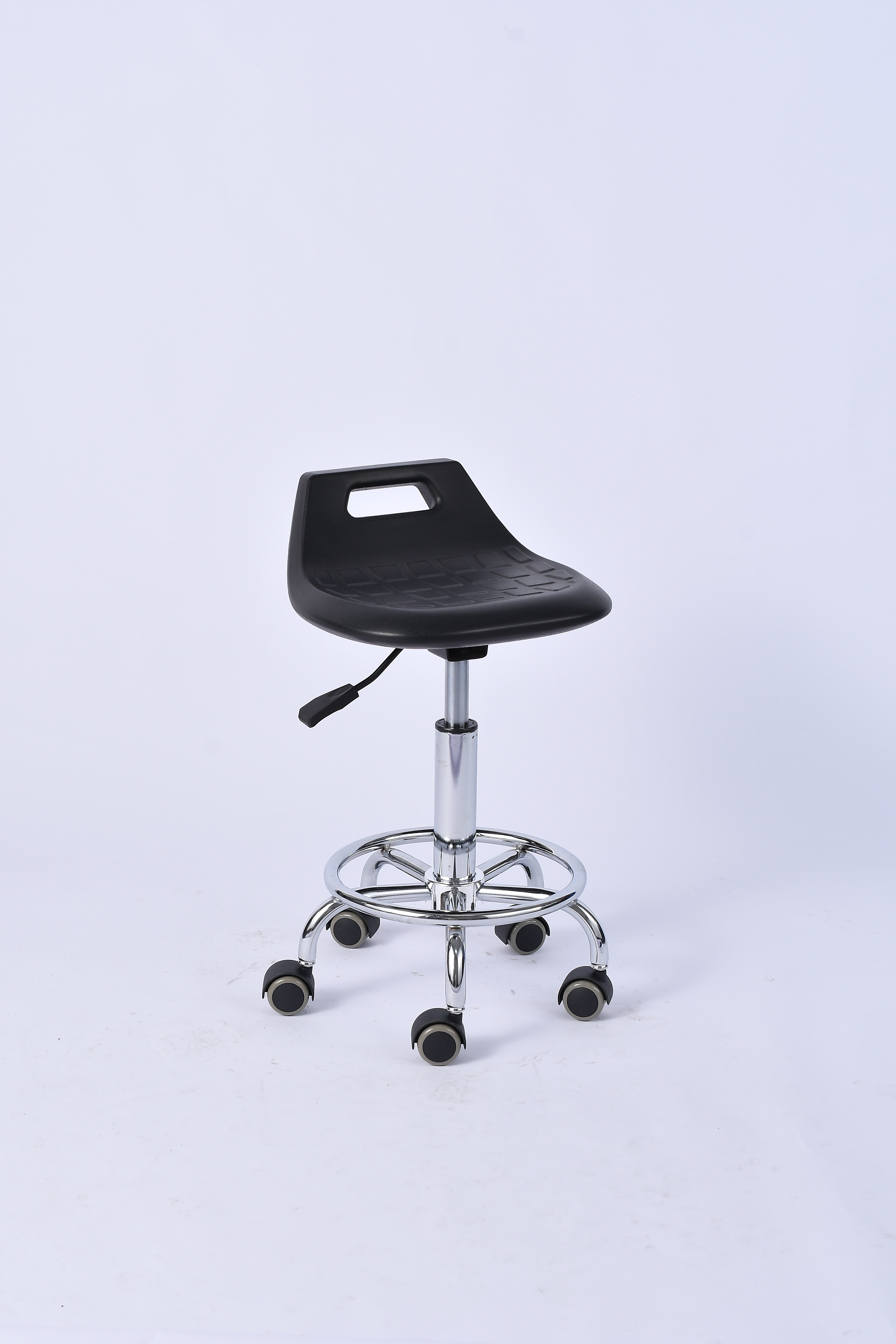 Industrial Polyurethane Casters Chrome Foot Ring Adjustable Laboratory Stool