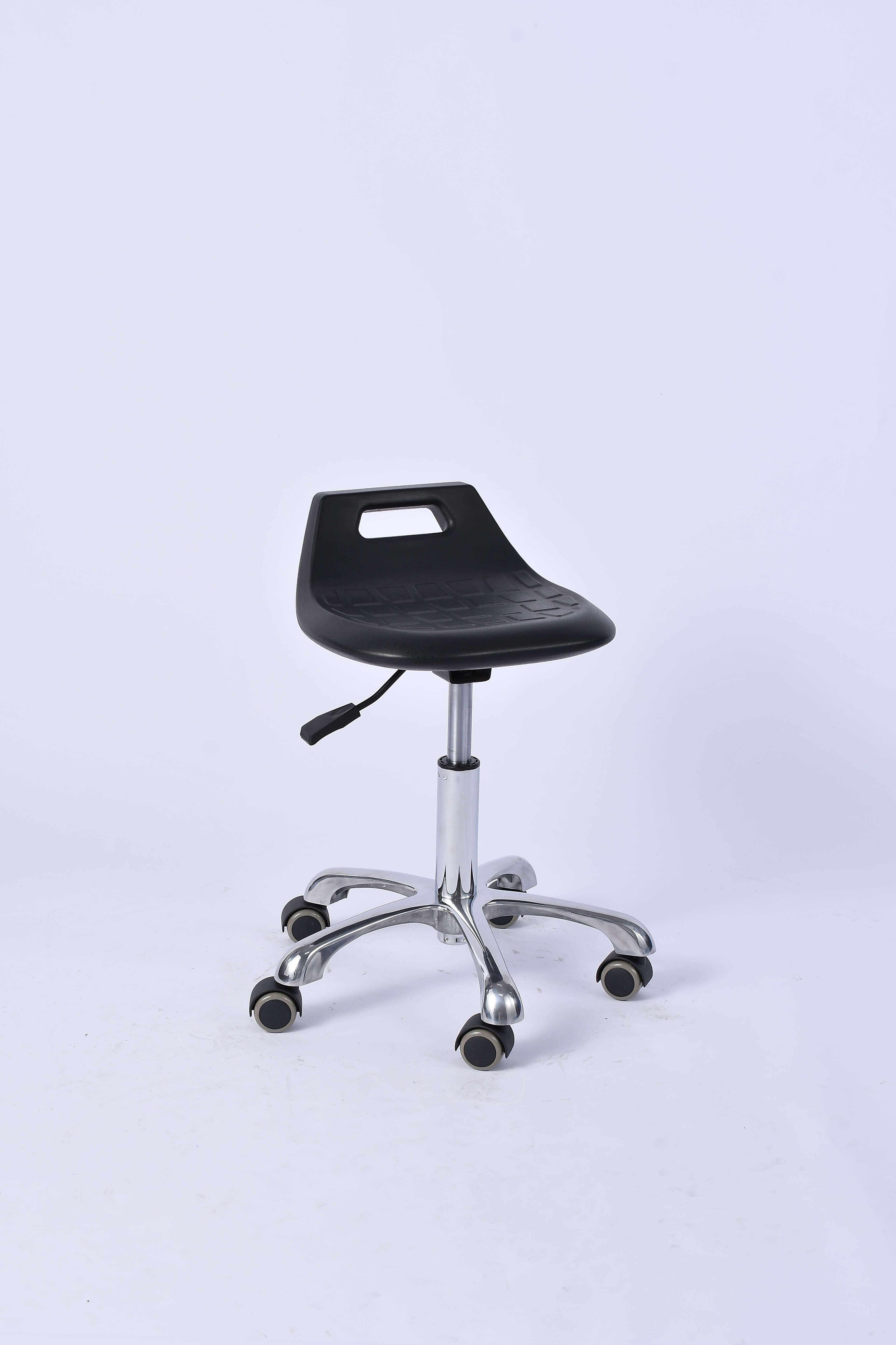 Industrial Polyurethane Casters Chrome Foot Ring Adjustable Lab Seating