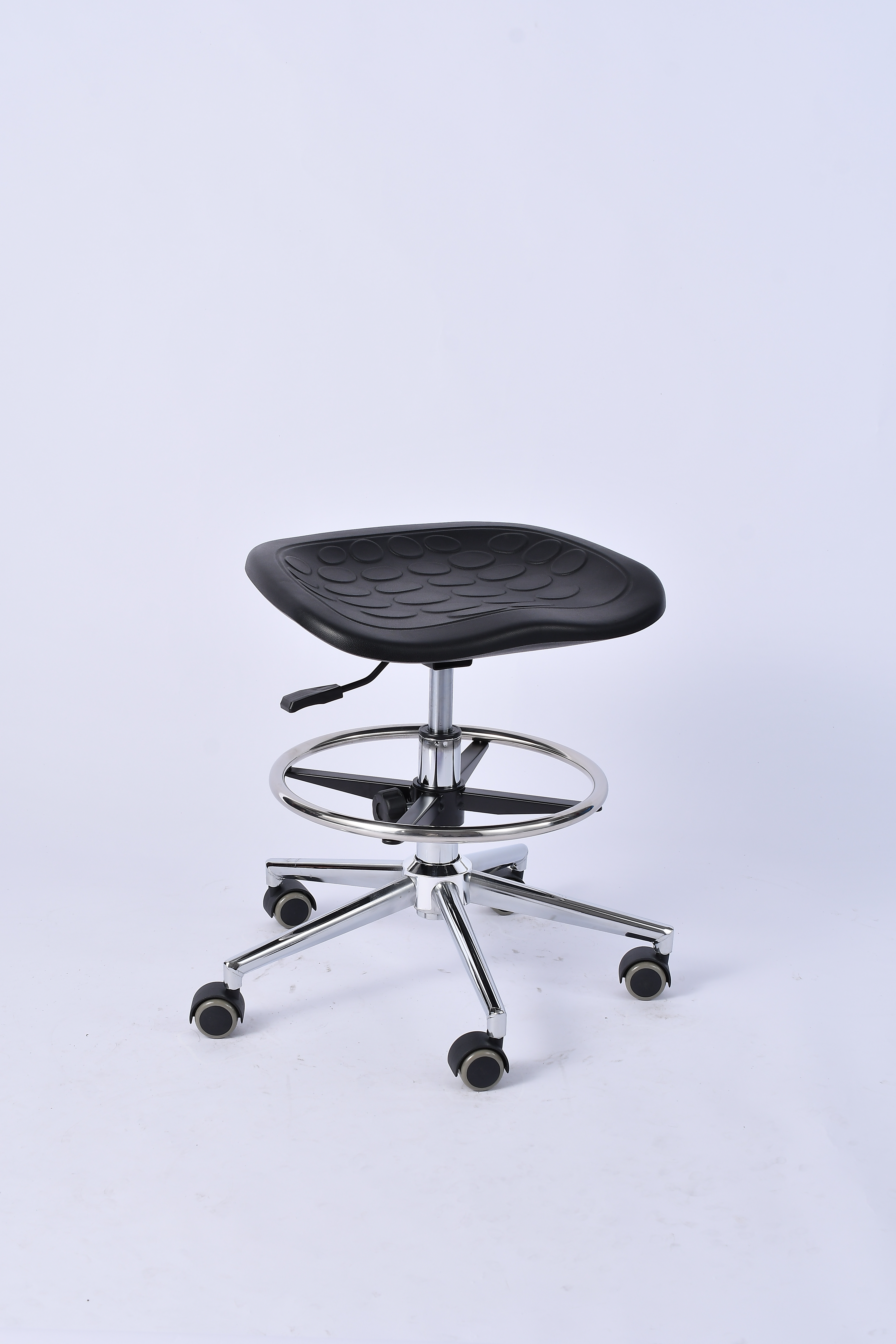 Industrial Polyurethane Chrome Foot Ring Adjustable with Casters Lab Seating
