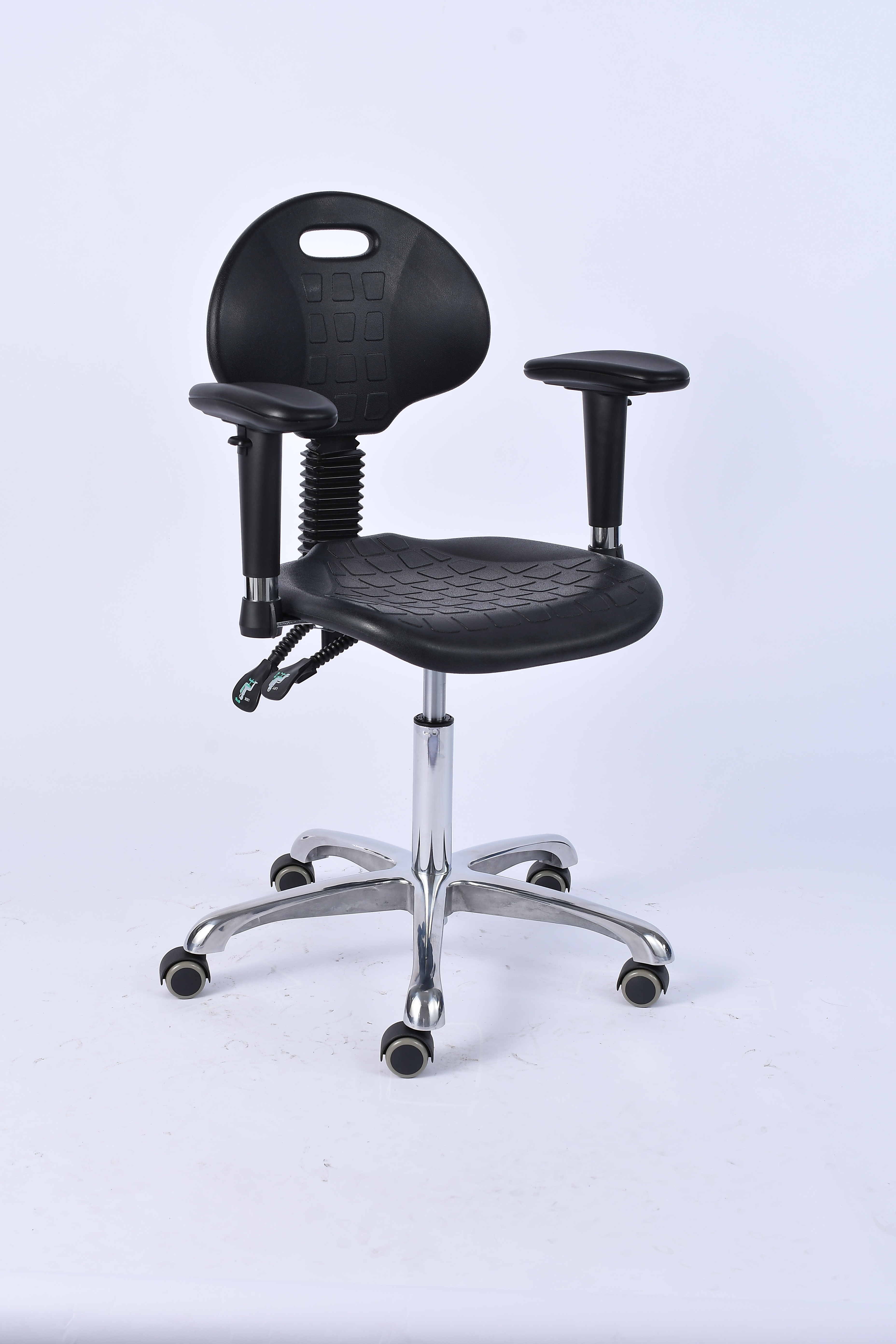 Industrial Polyurethane Casters with Adjustable and Chrome Foot Ring Laboratory Seating