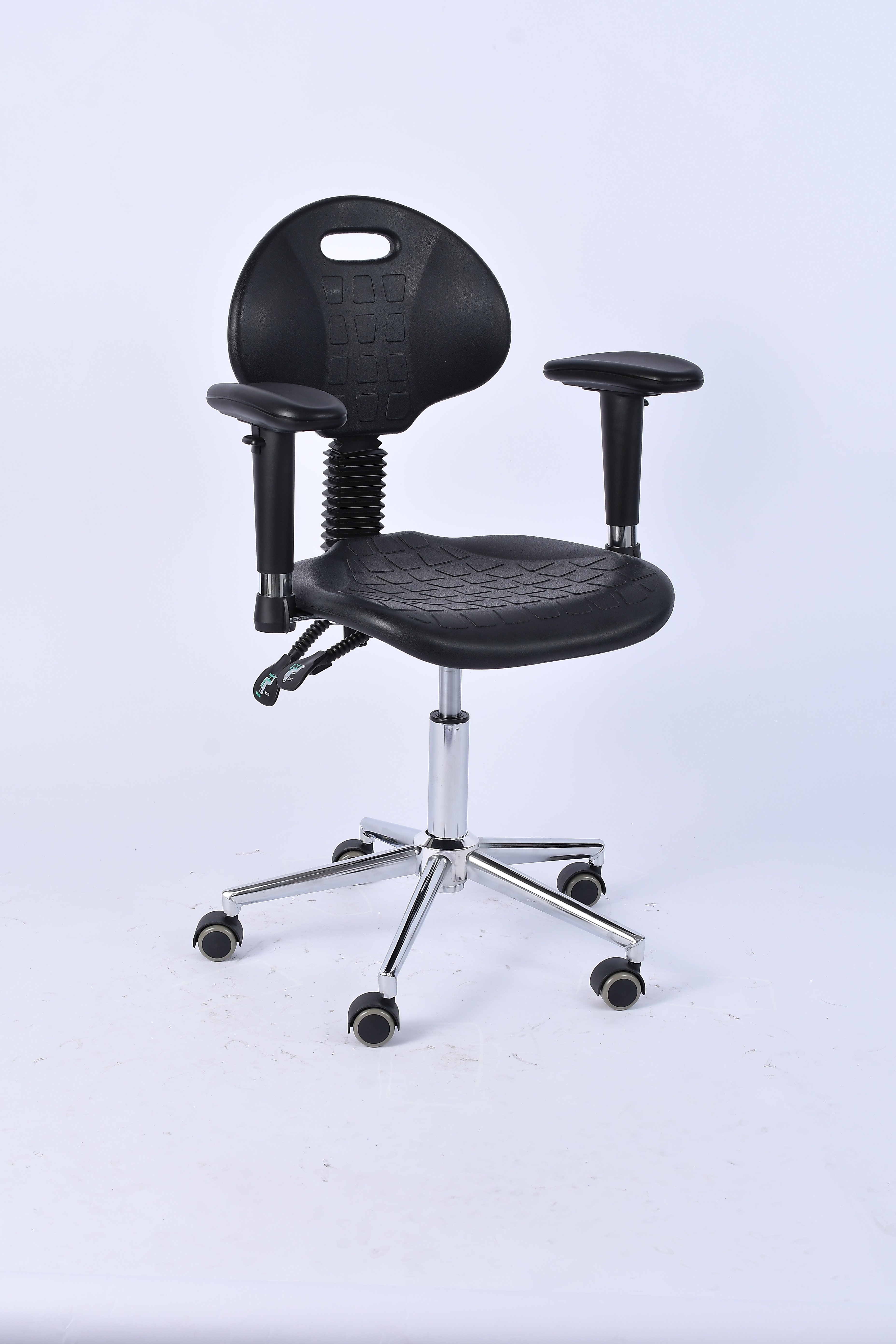 Industrial Polyurethane Casters with Adjustable and Chrome Foot Ring Lab Seating