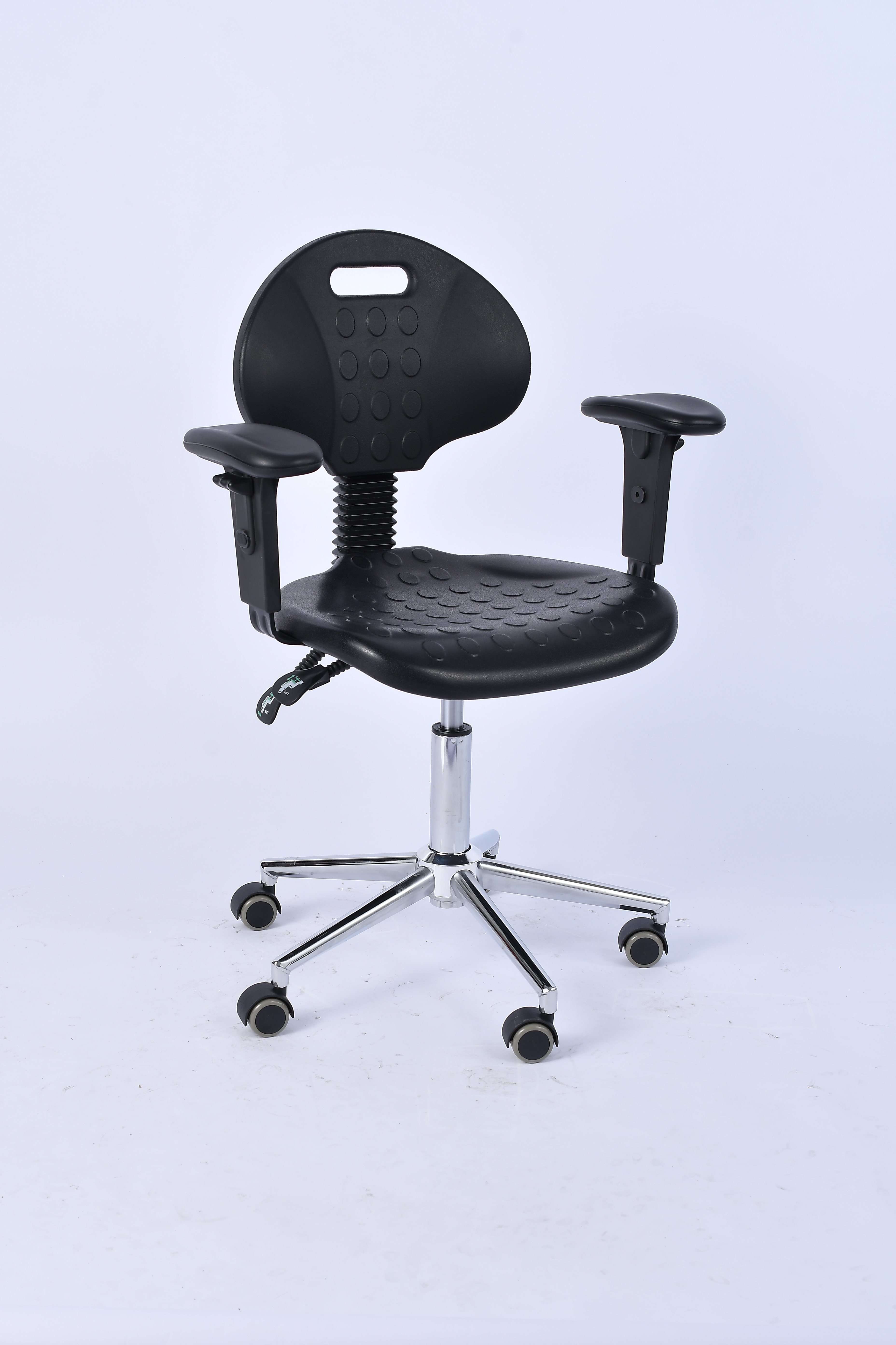 Industrial Polyurethane Height Adjustable Chrome Ring Casters Laboratory Chair