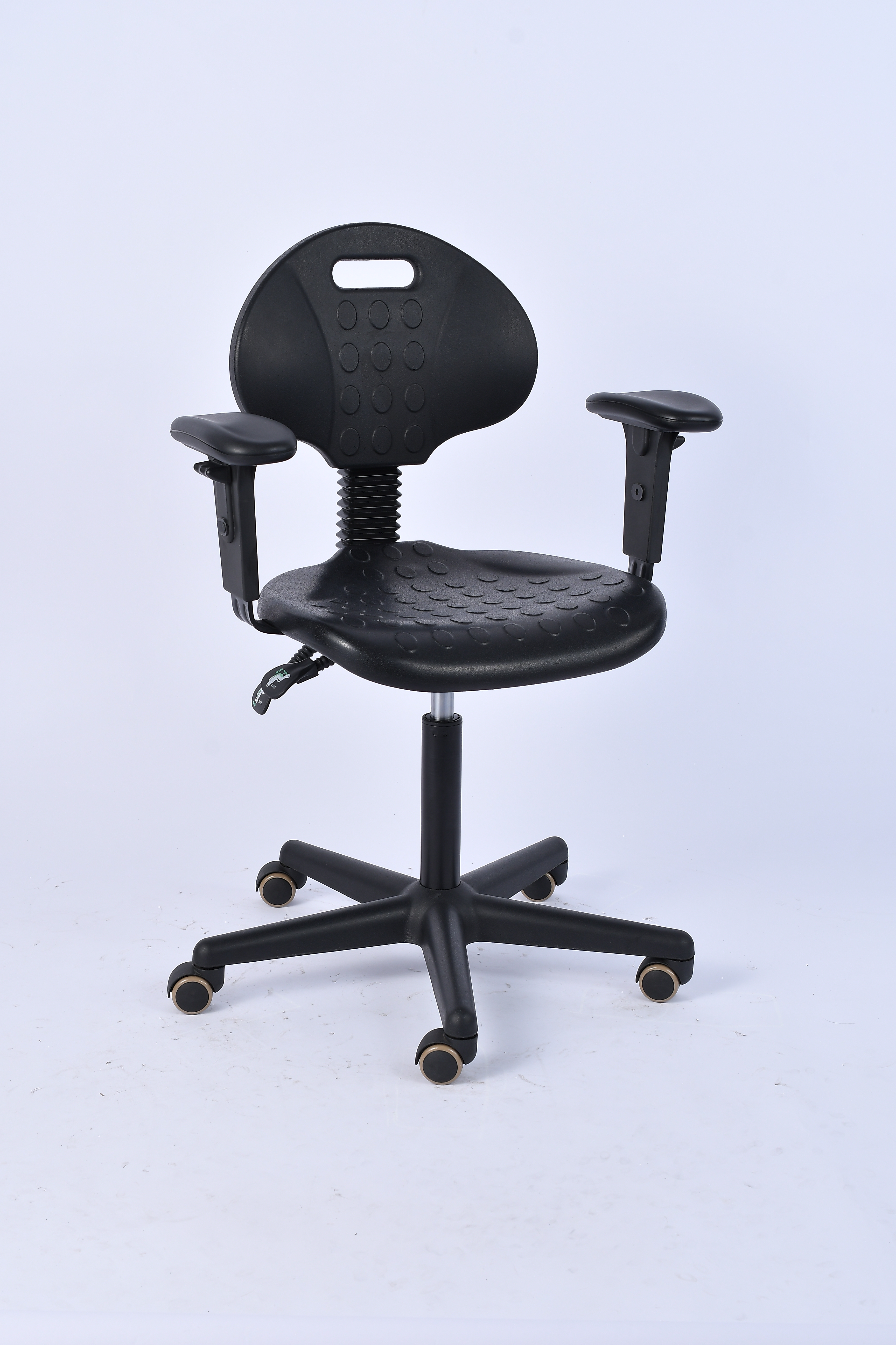 Industrial Polyurethane Height Adjustable Chrome Ring Casters Laboratory Stool